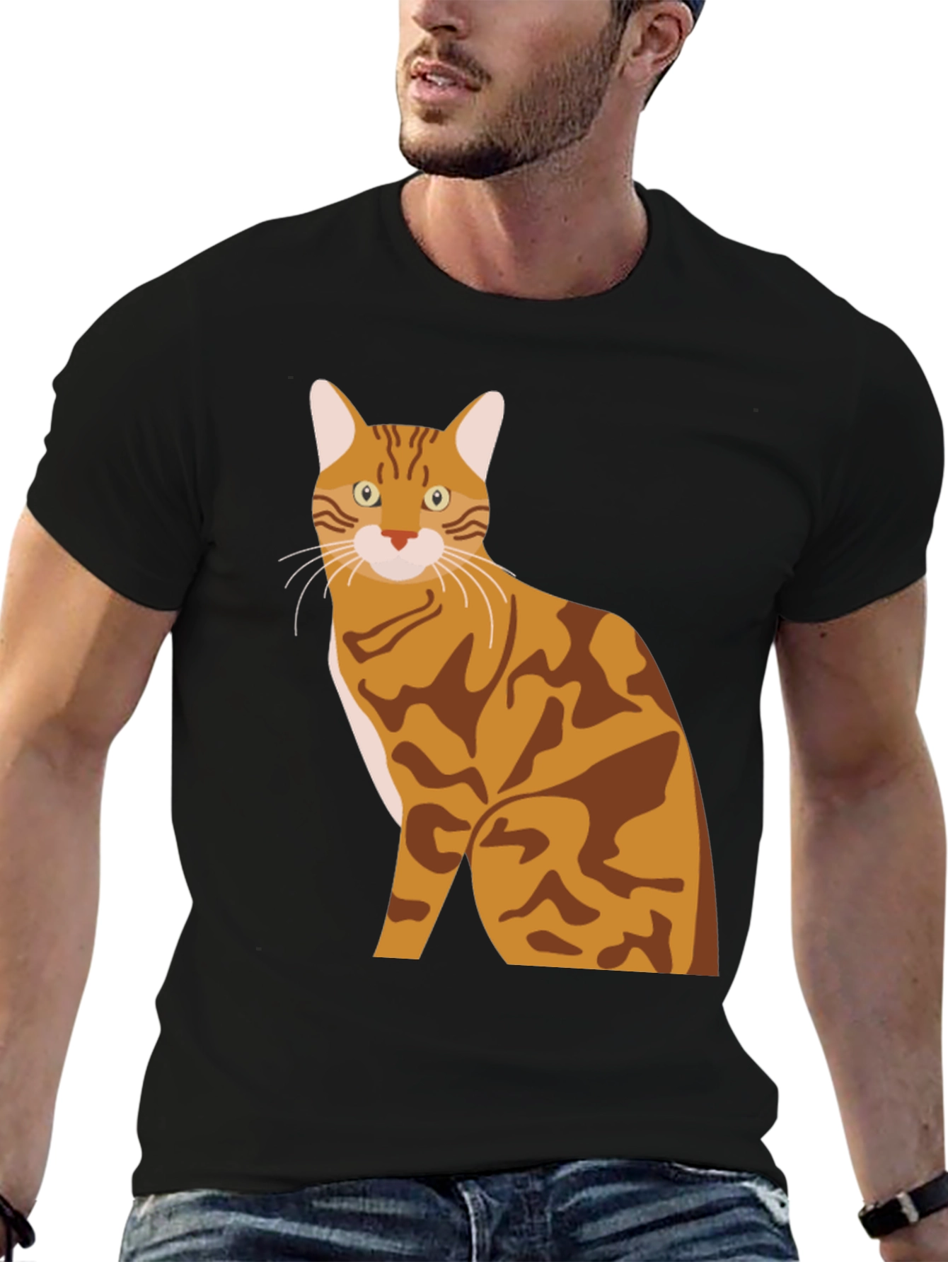 Bengal Cat Graphic Tee - Stylish Mens T-Shirt