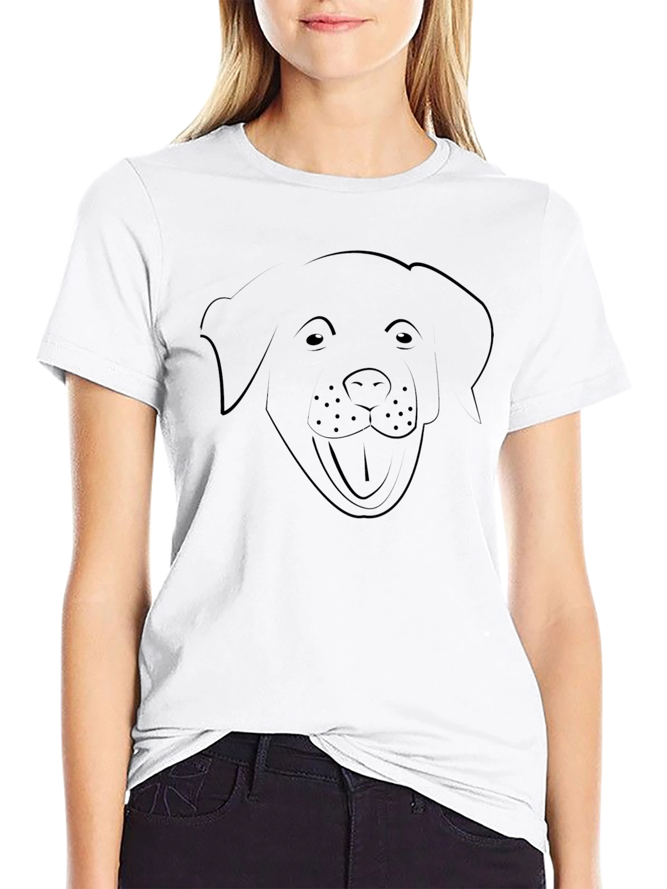 Dog Graphic T-Shirt - Black Crew Neck Tee