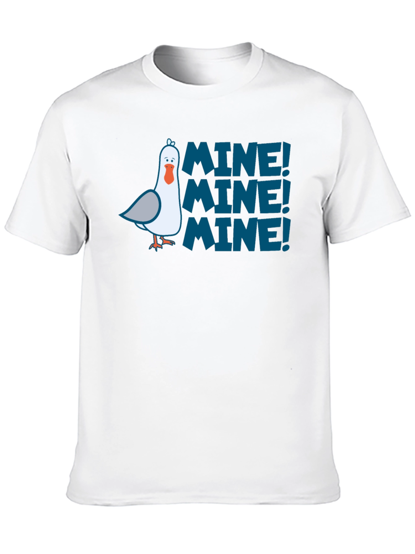 Mine! Graphic Print T-Shirt - Black Funny Seagull Design