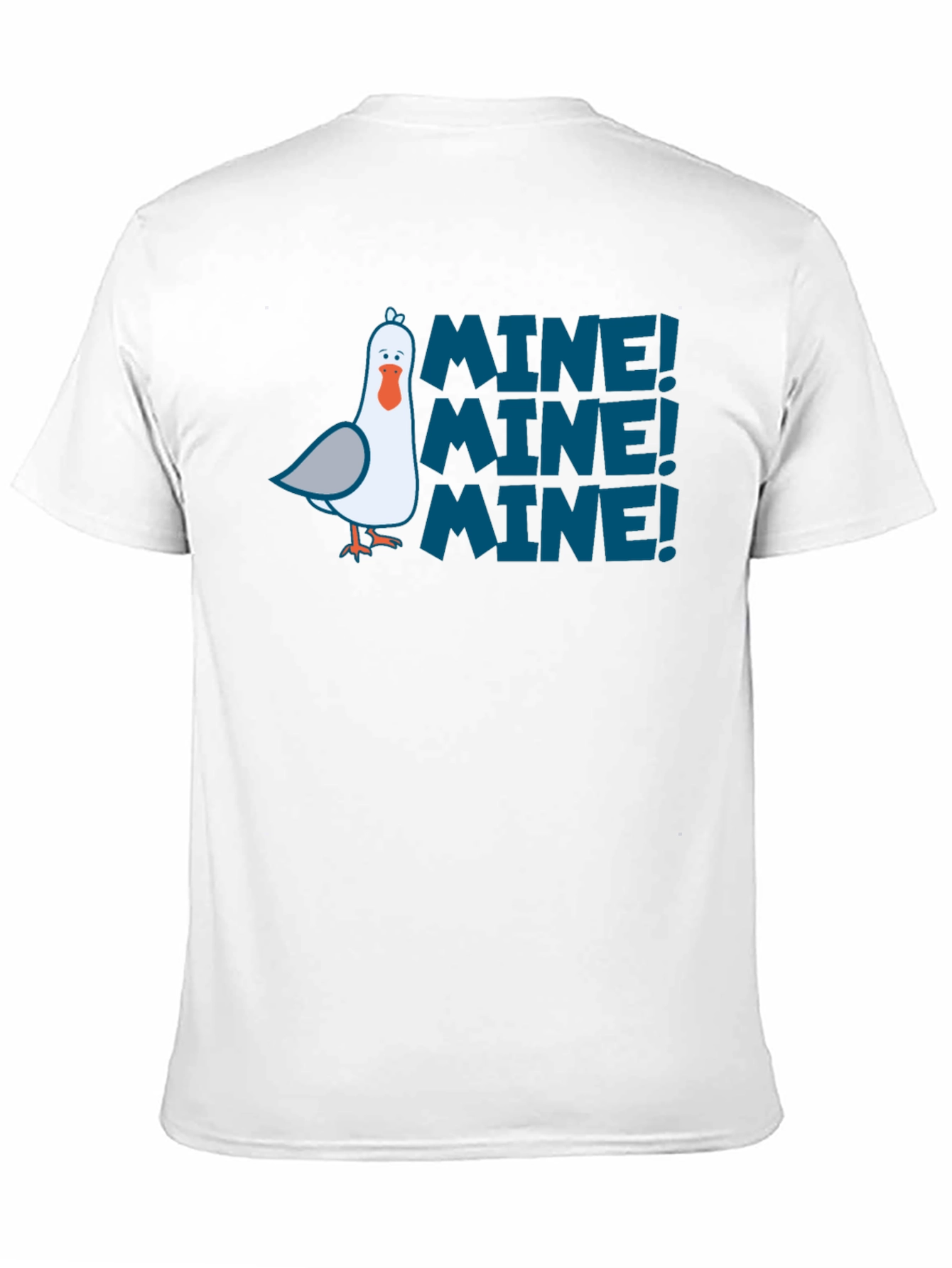 Mine! Graphic Print T-Shirt - Black Funny Seagull Design