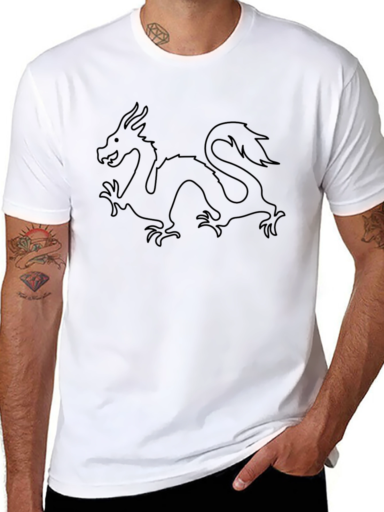 Dragon Graphic Black T-Shirt - Mens Crew Neck Tee