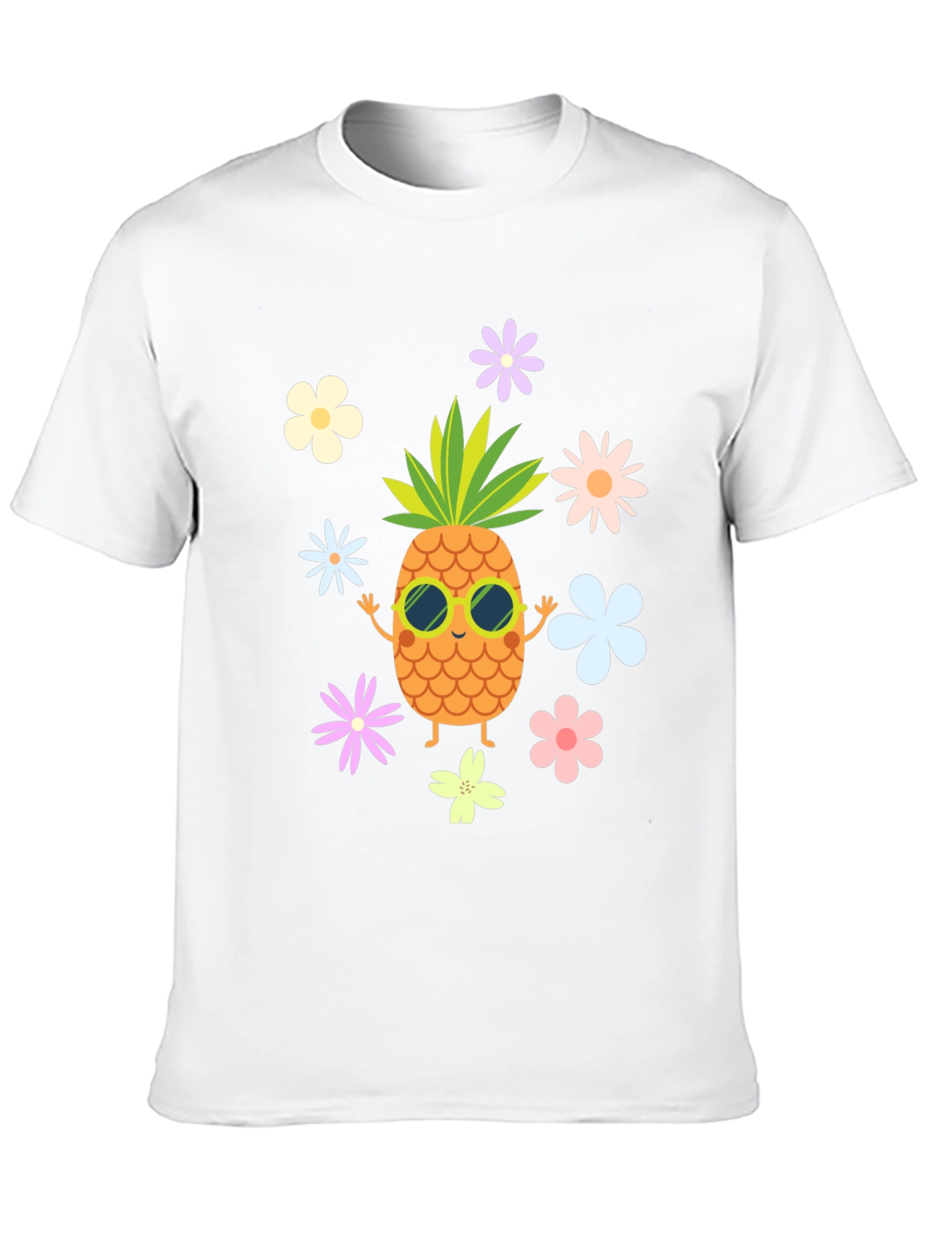 Tropical Pineapple Flower Graphic T-Shirt