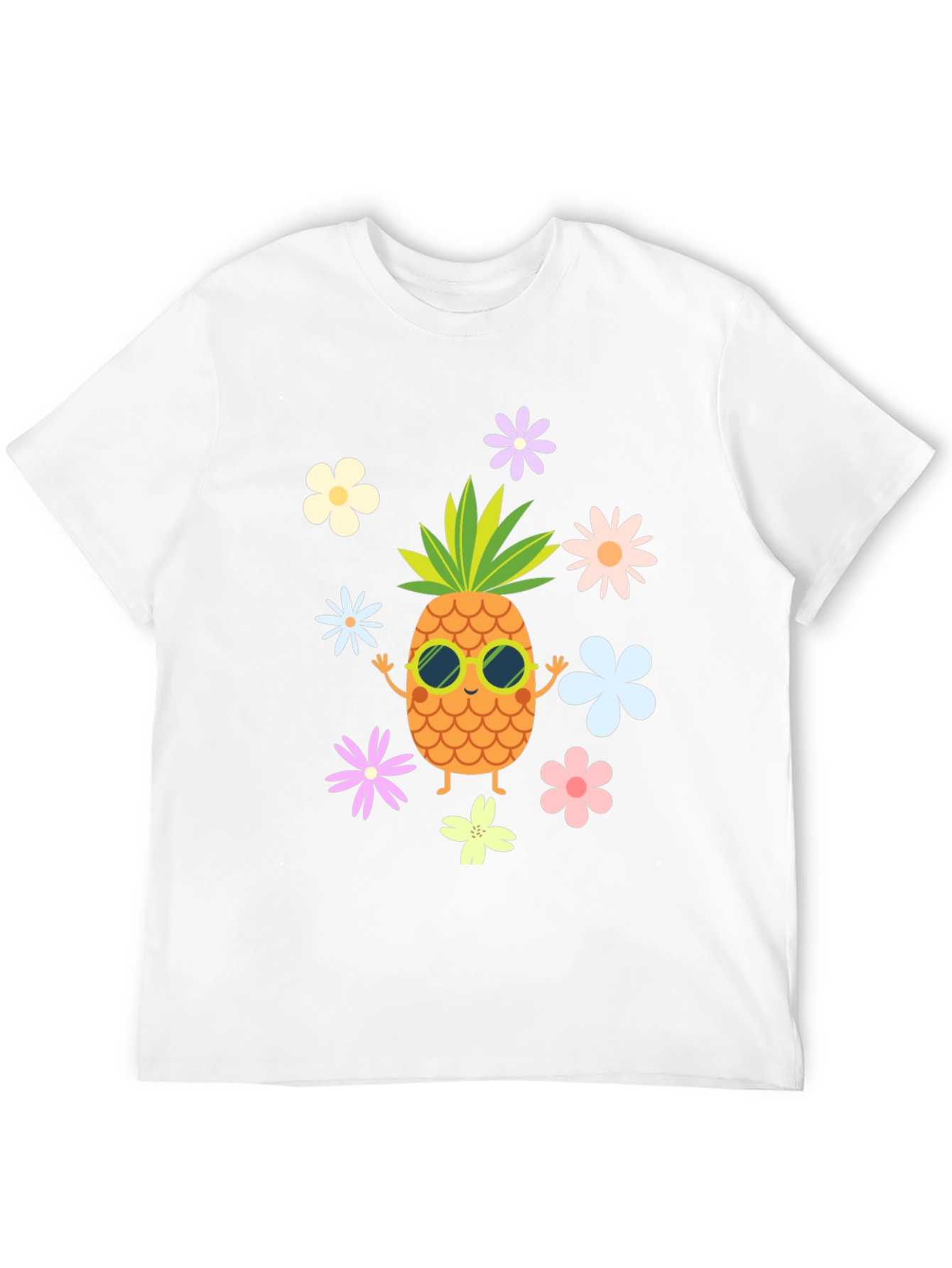 Tropical Pineapple Flower Graphic T-Shirt