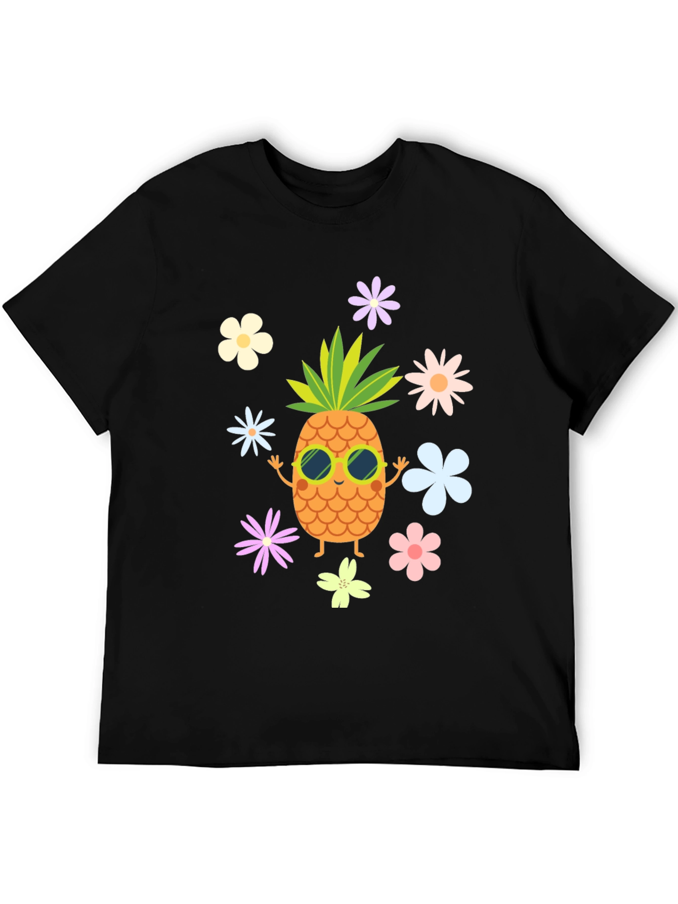 Tropical Pineapple Flower Graphic T-Shirt