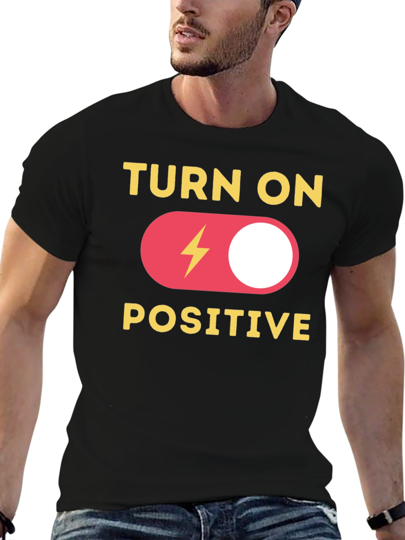 Turn On Positive Graphic T-Shirt - Black