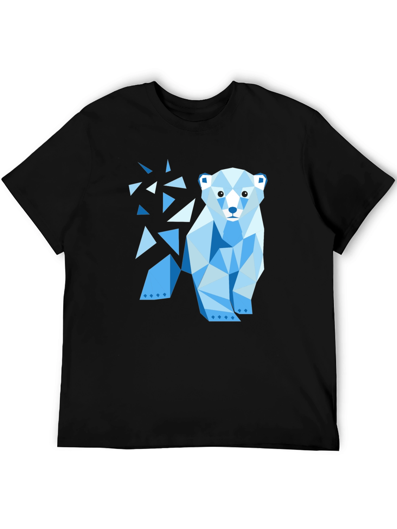 Geometric Polar Bear Black T-Shirt