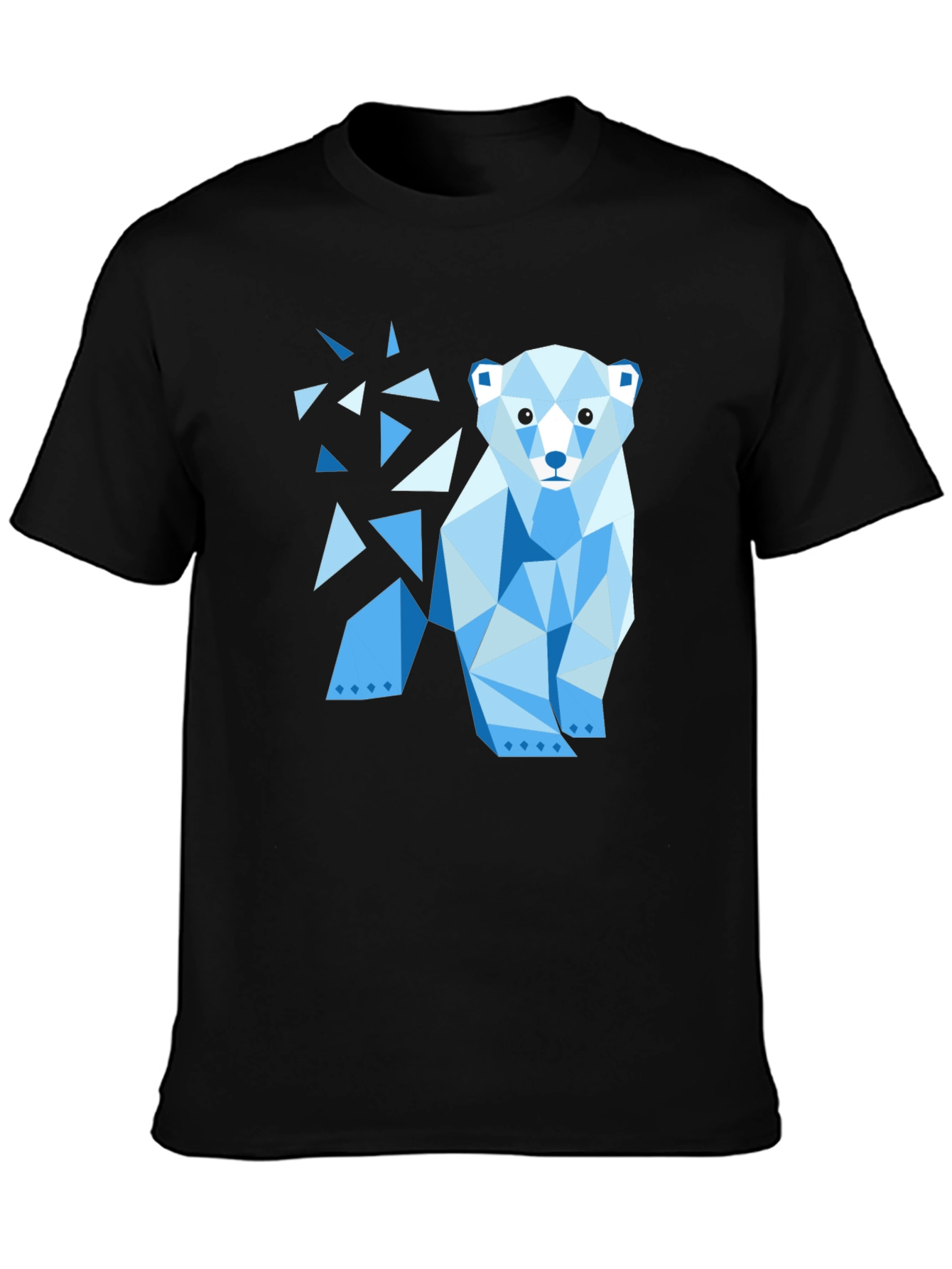 Geometric Polar Bear Black T-Shirt