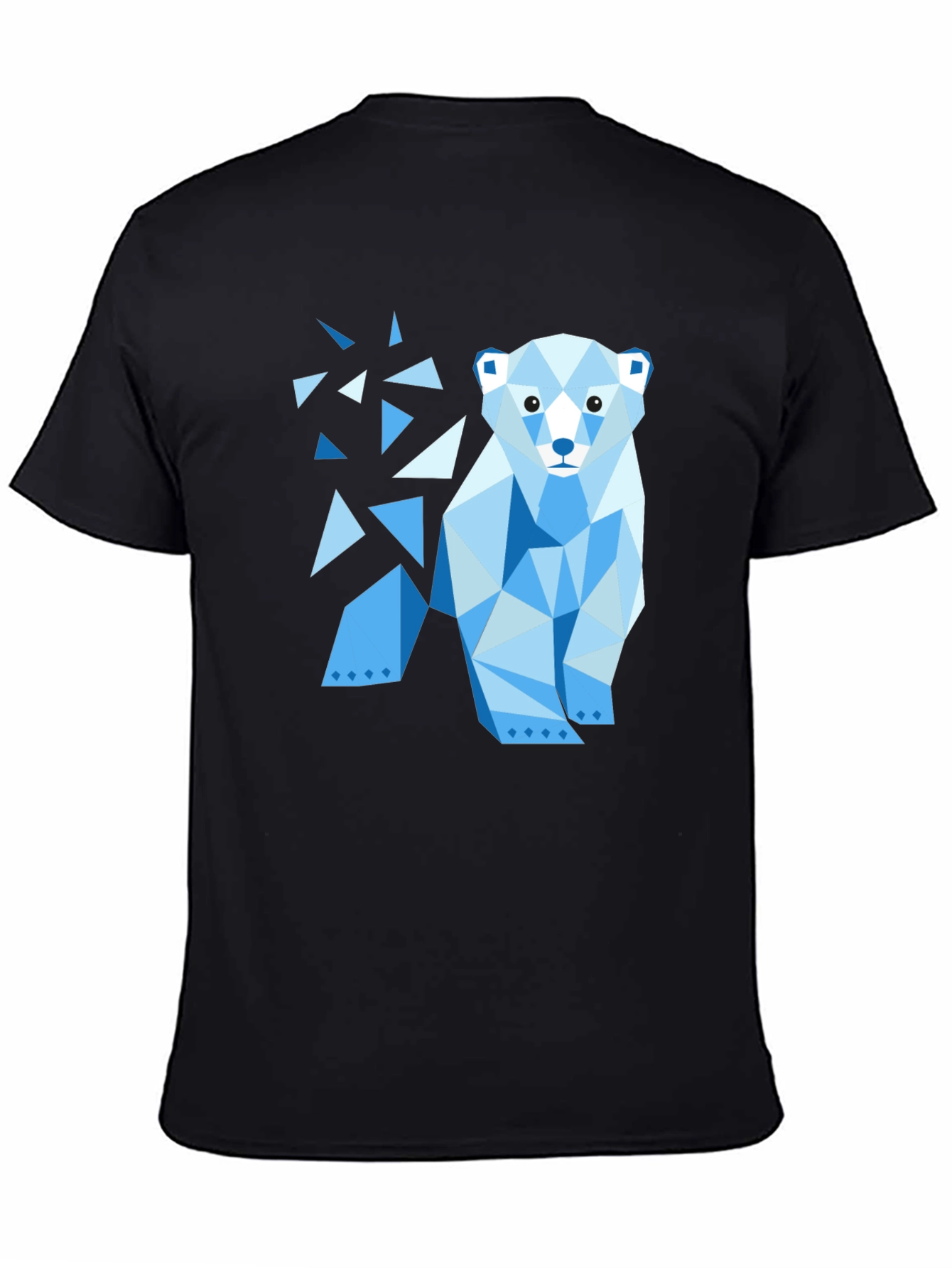 Geometric Polar Bear Black T-Shirt