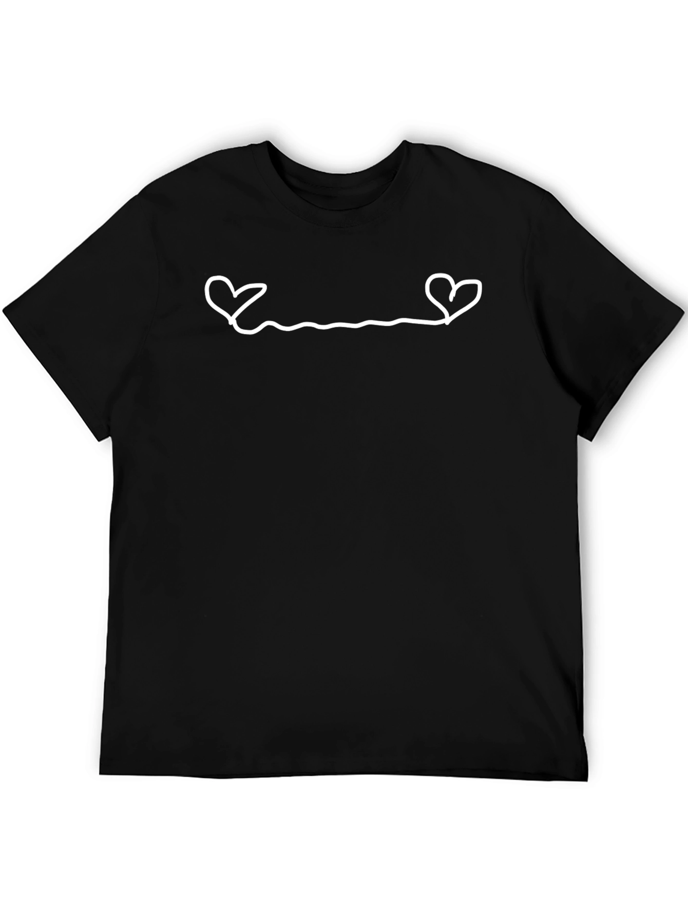 Heart String Graphic Black T-Shirt