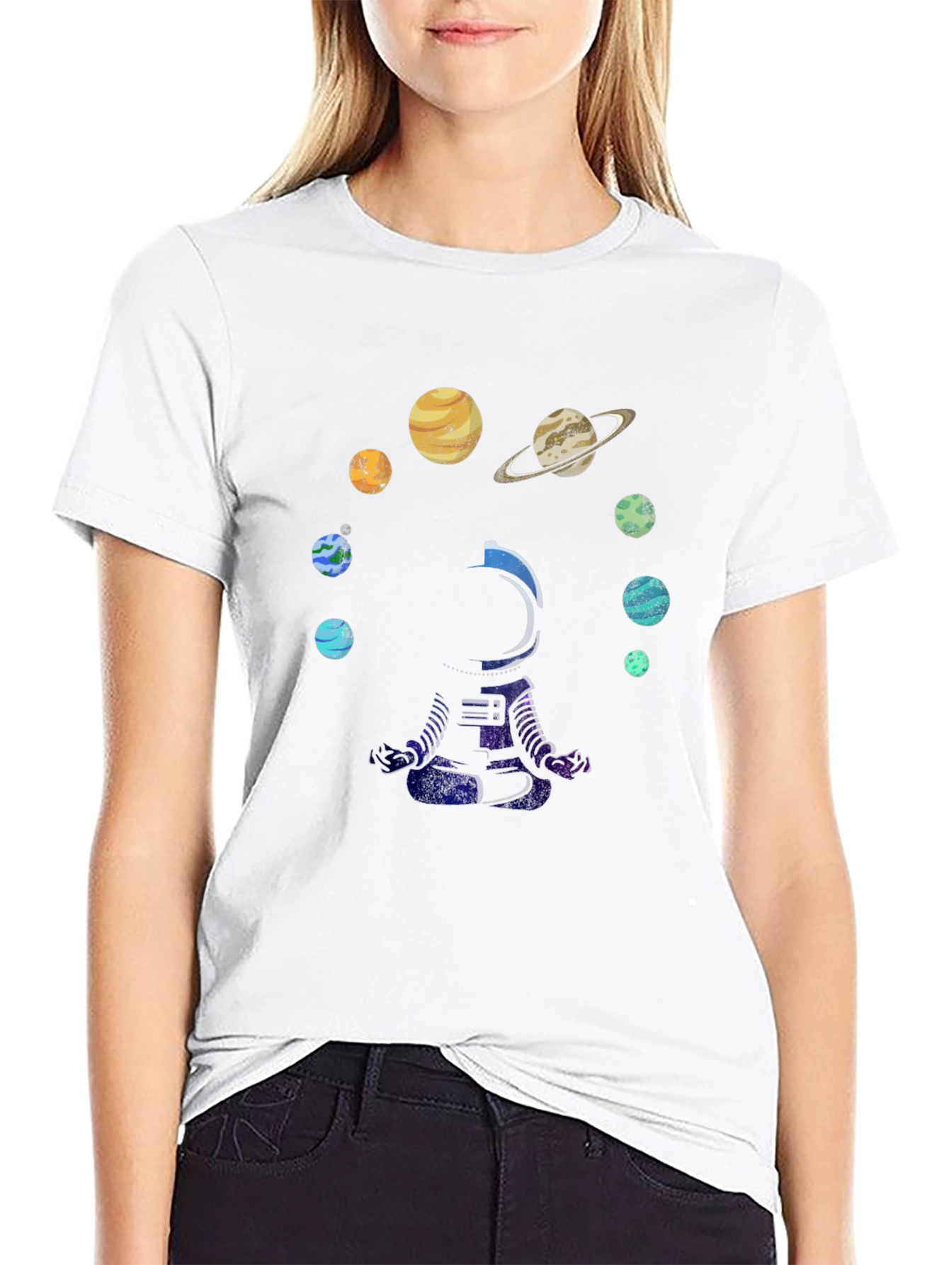 Astronaut Solar System Graphic T-Shirt