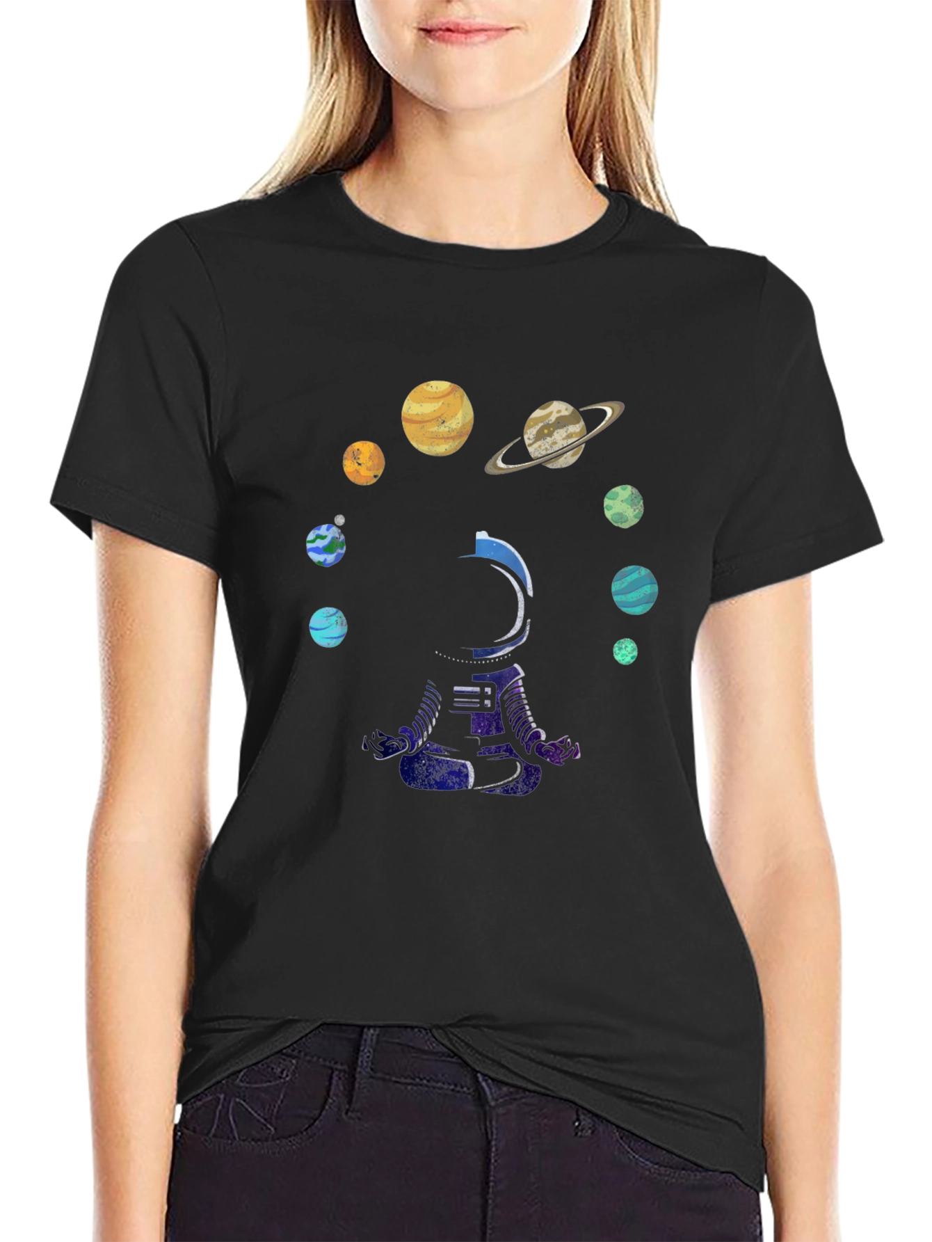 Astronaut Solar System Graphic T-Shirt