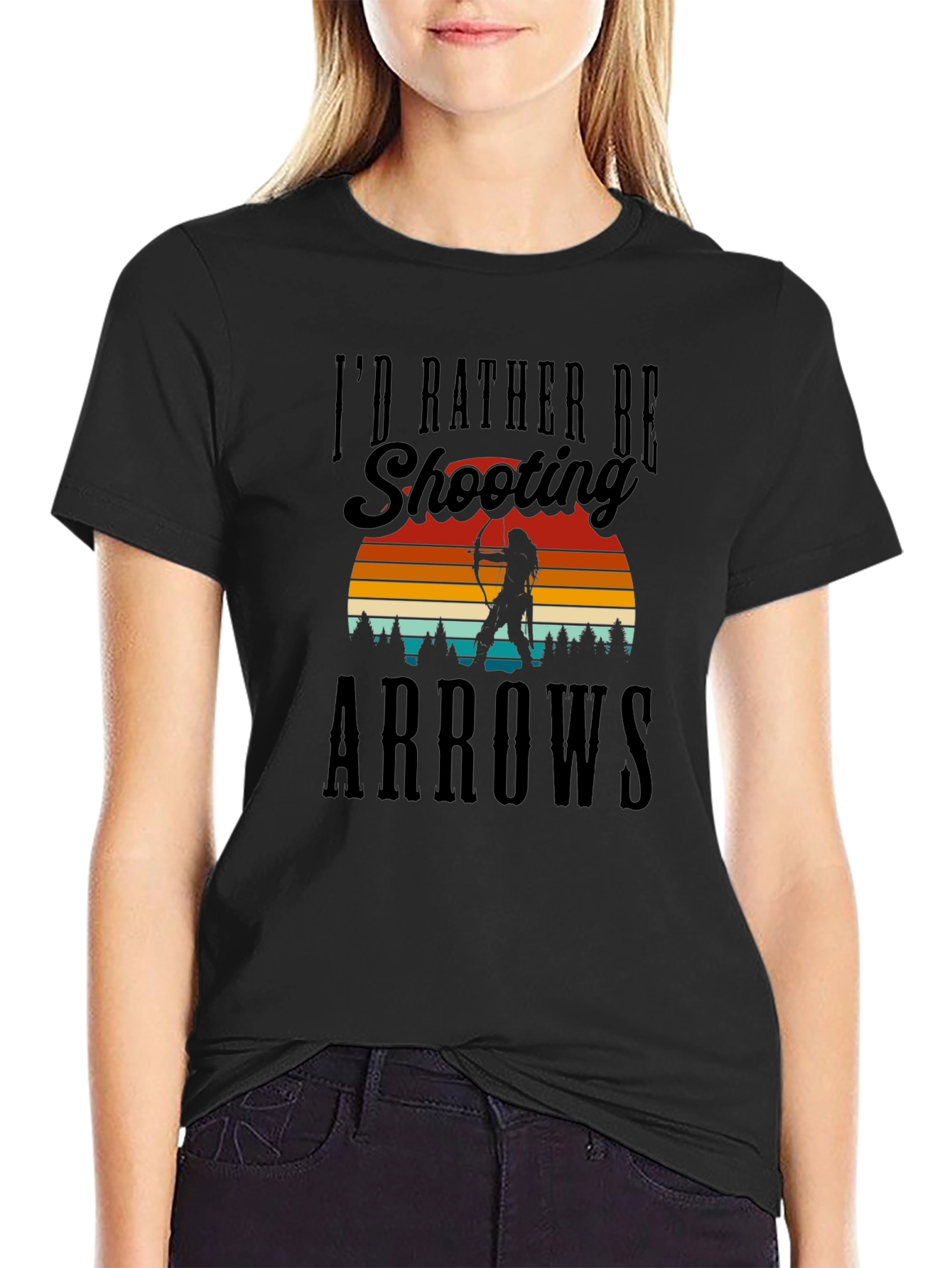 Shooting Arrows Graphic Tee - Black Cotton T-Shirt