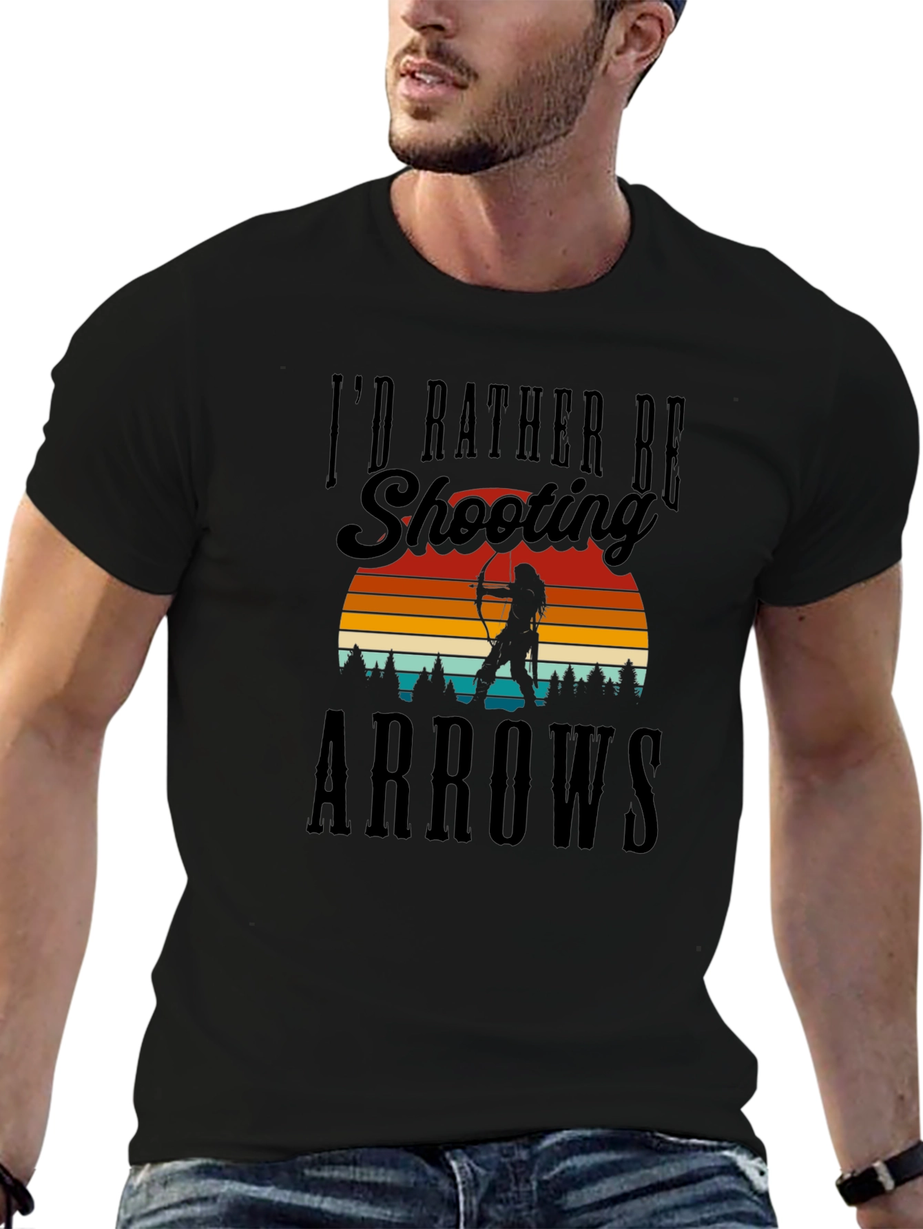 Shooting Arrows Graphic Tee - Black Cotton T-Shirt
