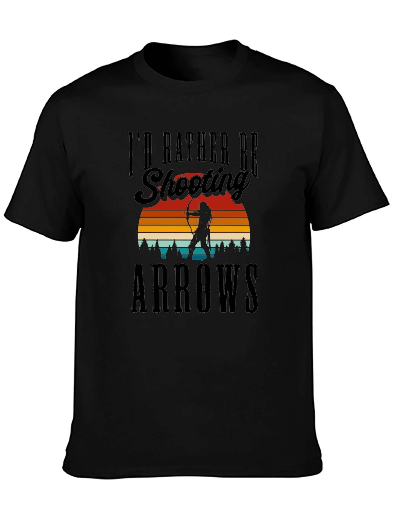 Shooting Arrows Graphic Tee - Black Cotton T-Shirt