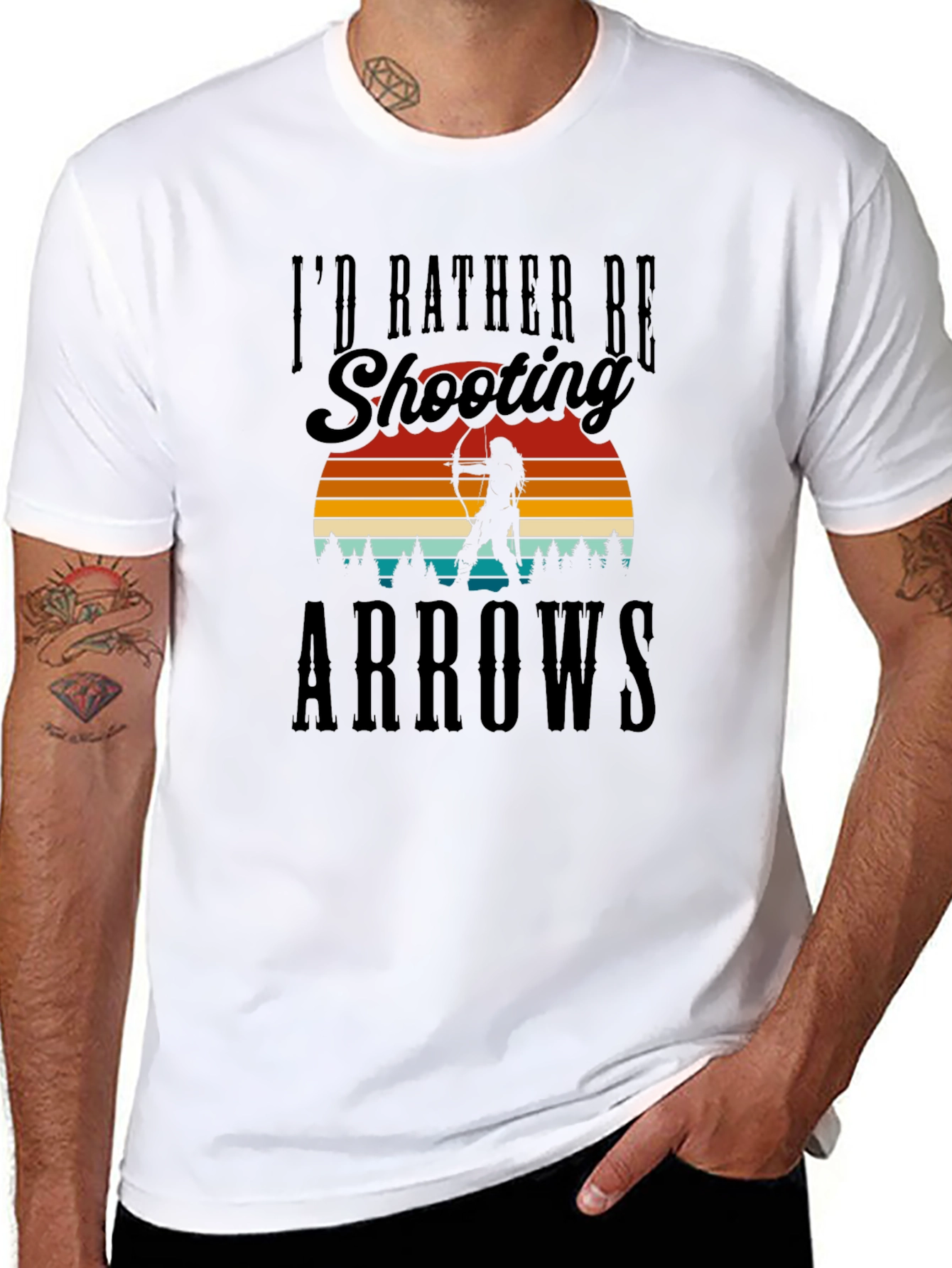 Shooting Arrows Graphic Tee - Black Cotton T-Shirt