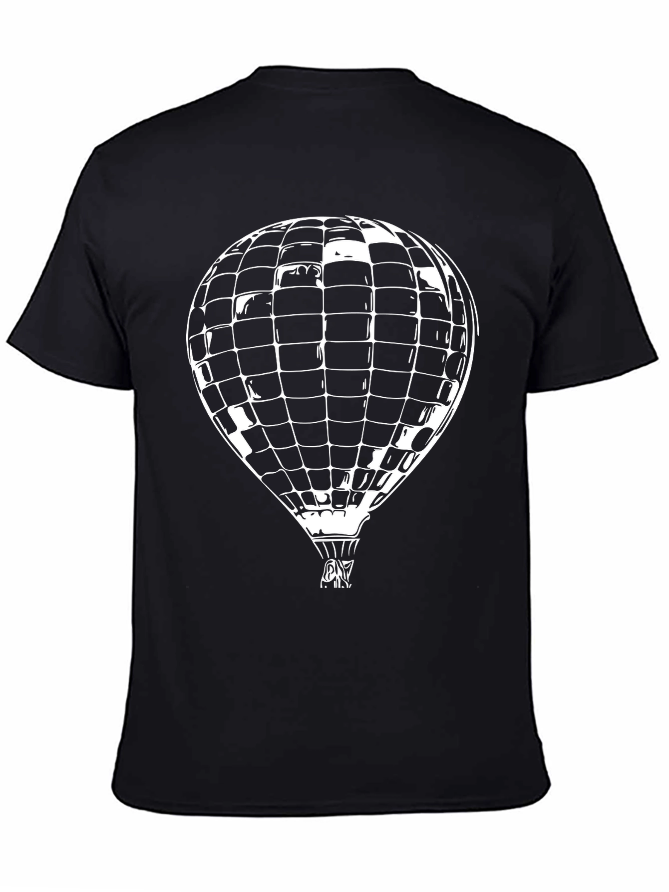 Black Graphic Tee with Hot Air Balloon Design