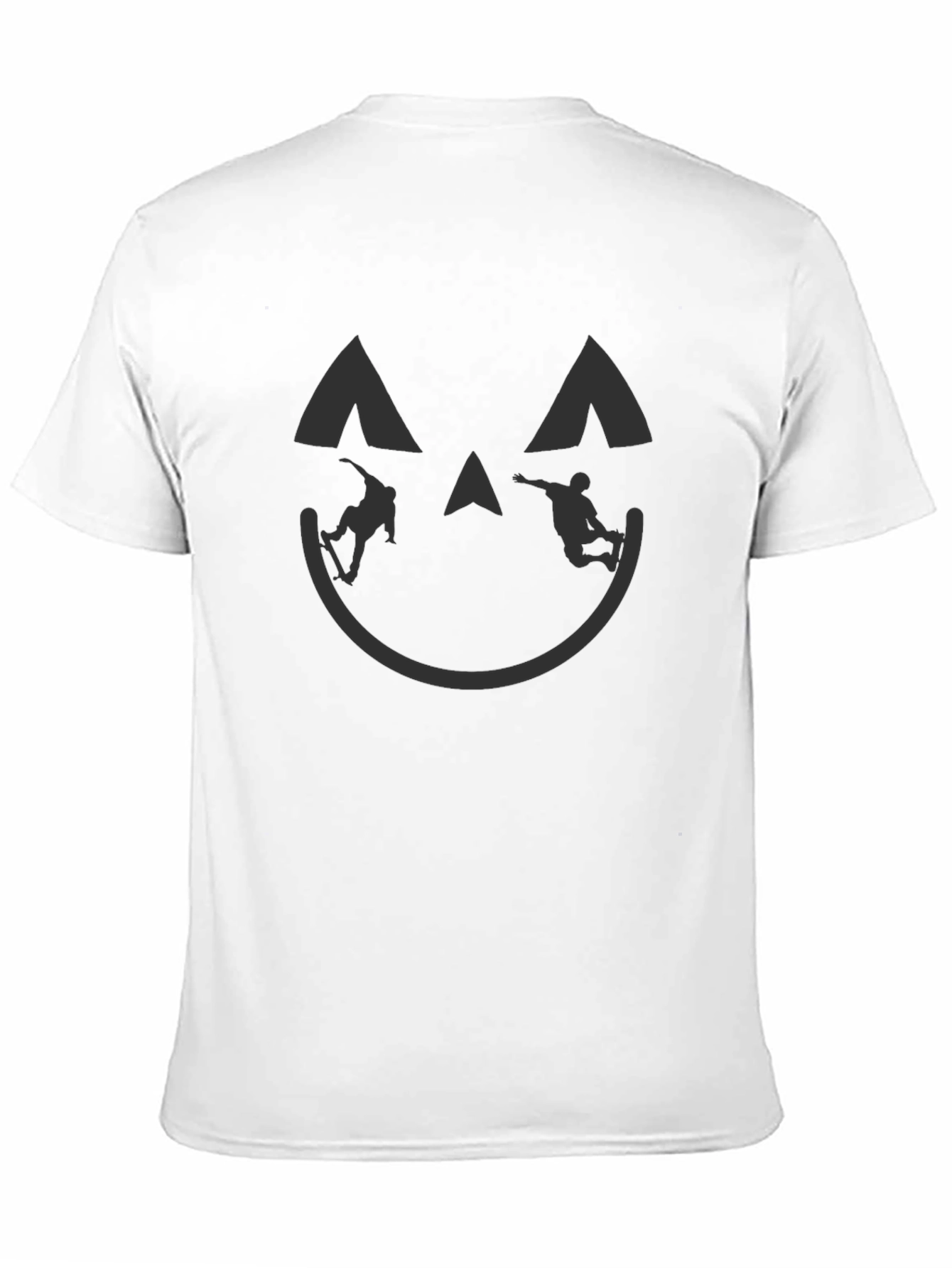 Skateboarding Pumpkin Face Black T-Shirt