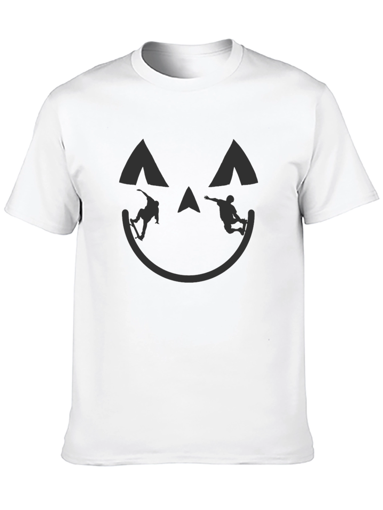 Skateboarding Pumpkin Face Black T-Shirt