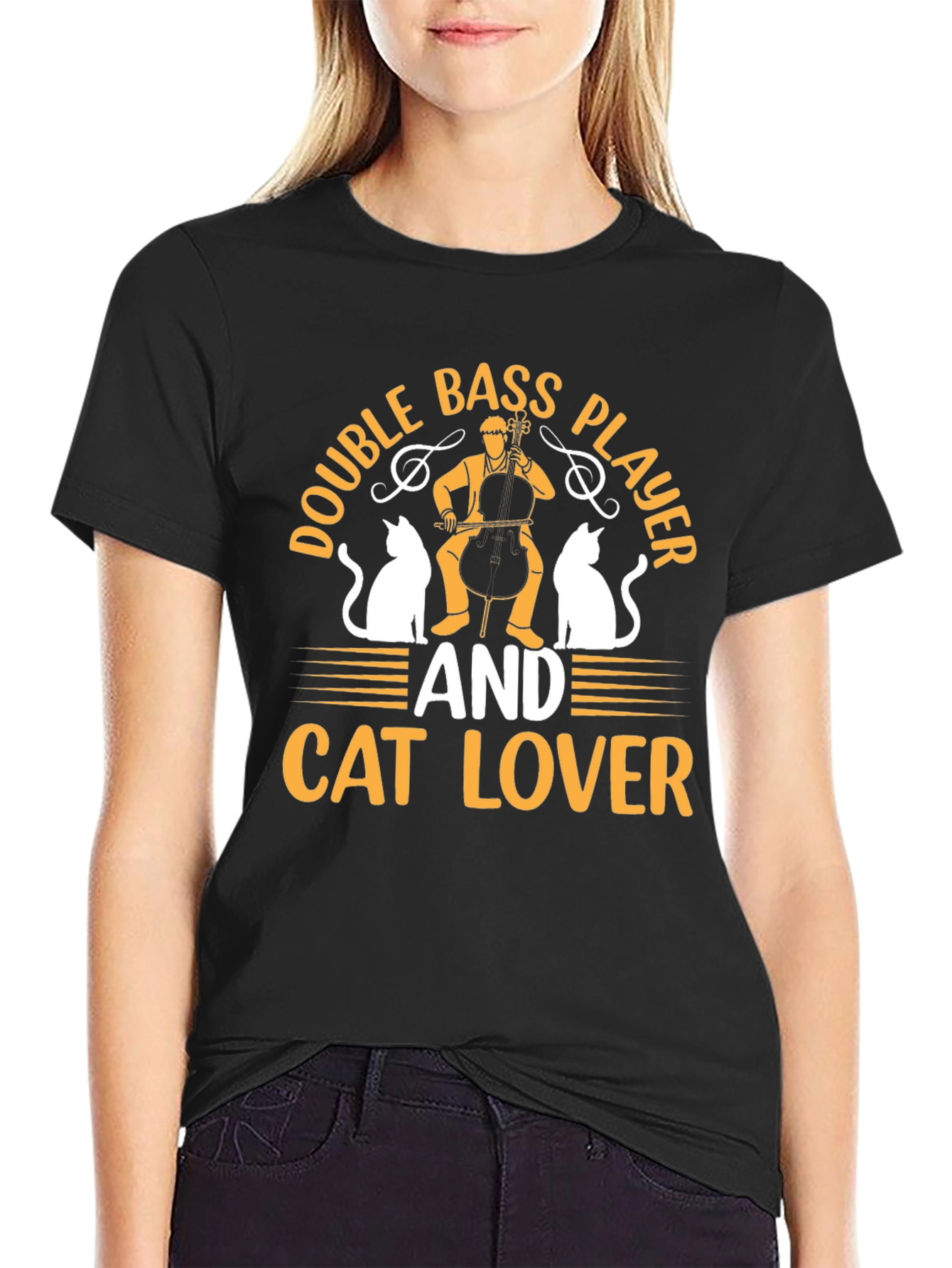 Double Bass Player & Cat Lover T-Shirt