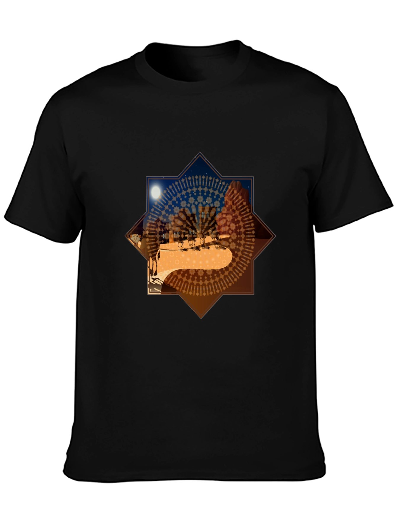 Desert Mandala Graphic Tee - Black