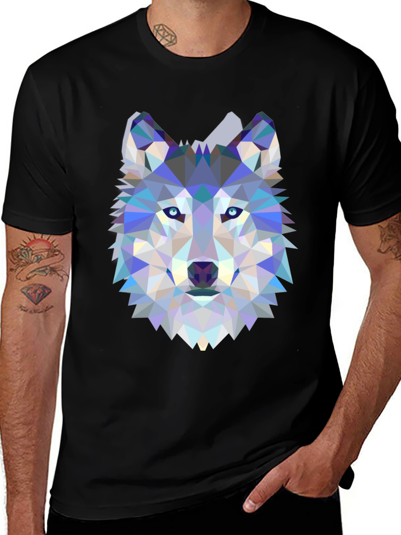 Geometric Wolf Graphic T-Shirt