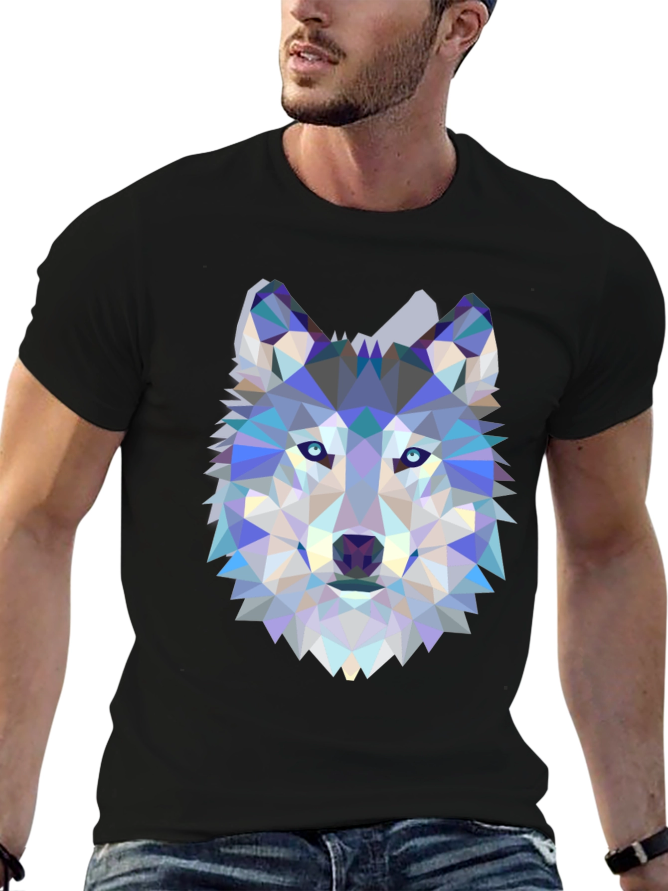 Geometric Wolf Graphic T-Shirt