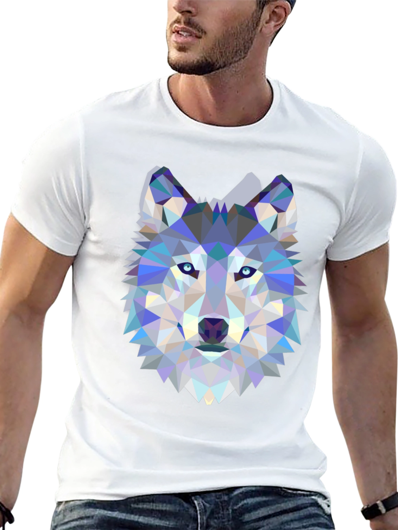 Geometric Wolf Graphic T-Shirt