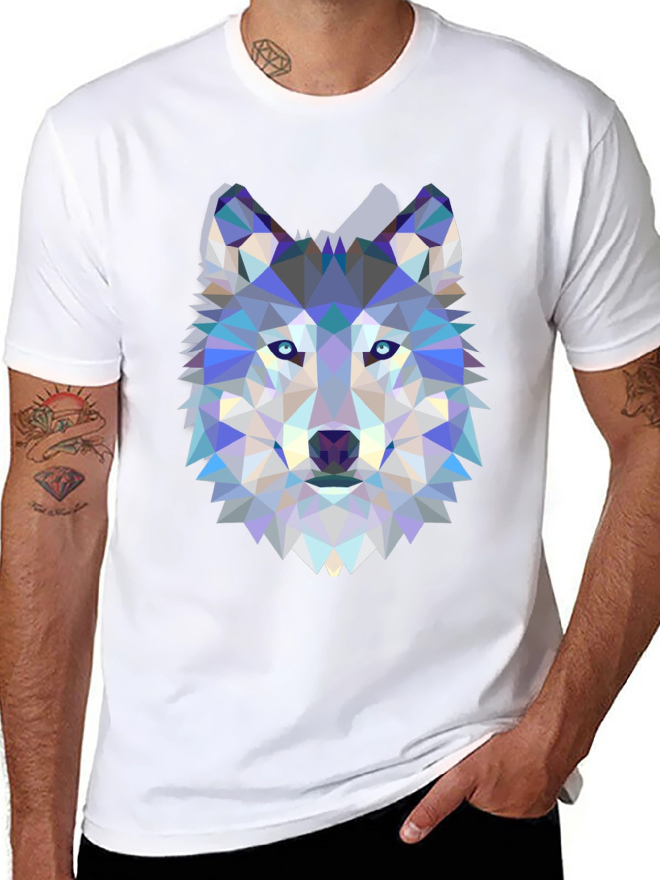 Geometric Wolf Graphic T-Shirt