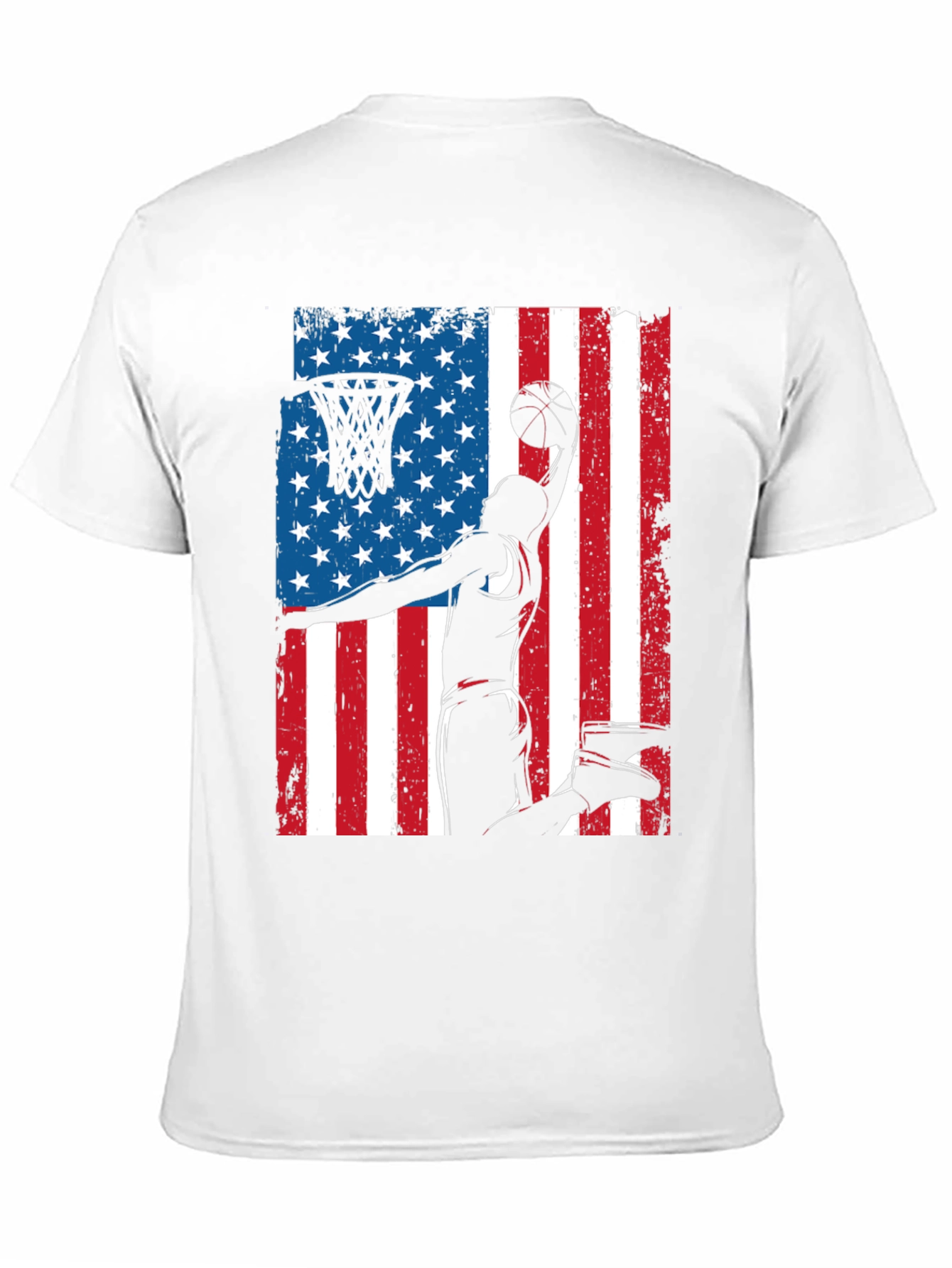 Patriotic Basketball Graphic Tee - USA Flag Dunk