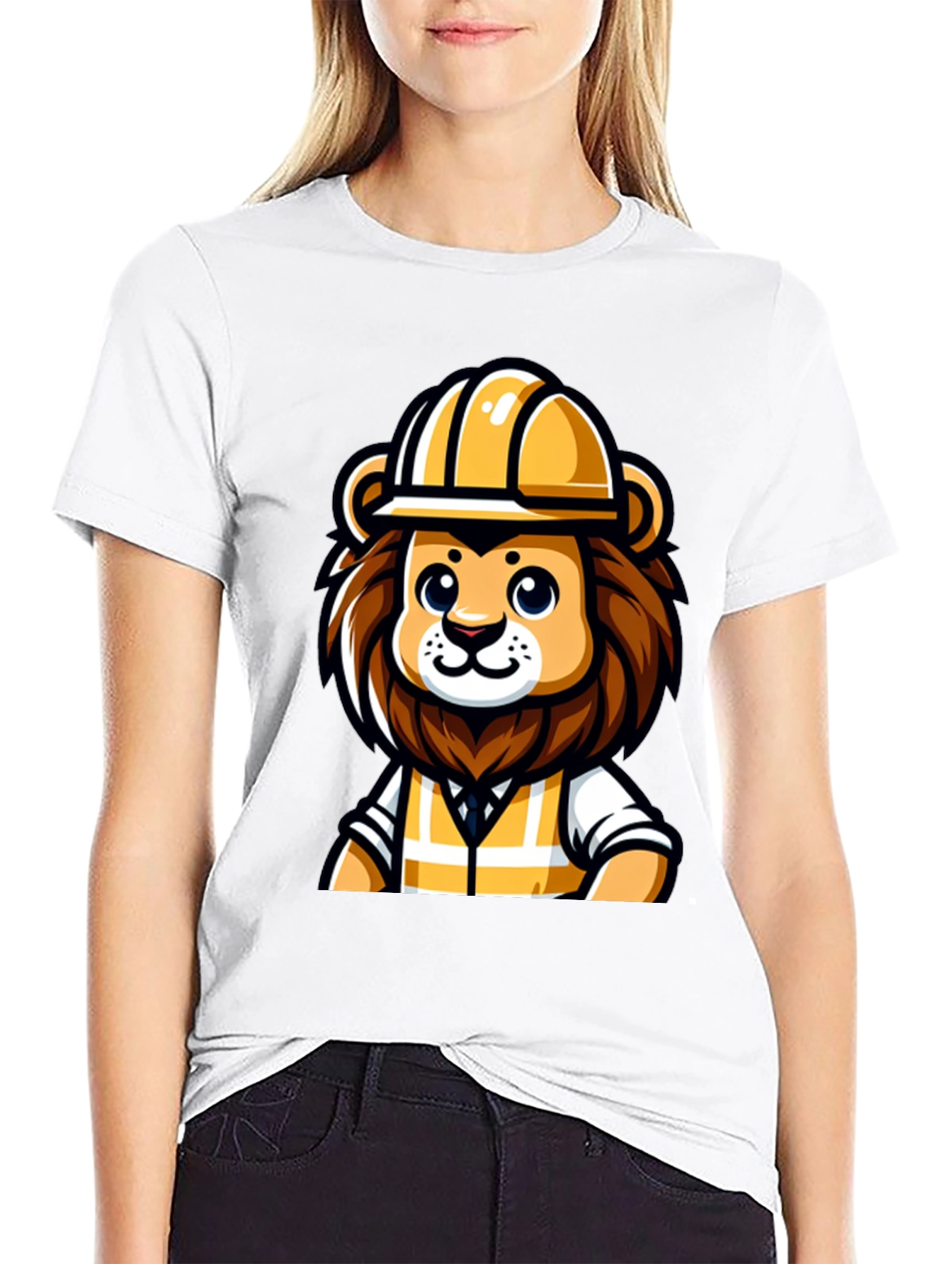 Cartoon Lion Construction Worker T-Shirt