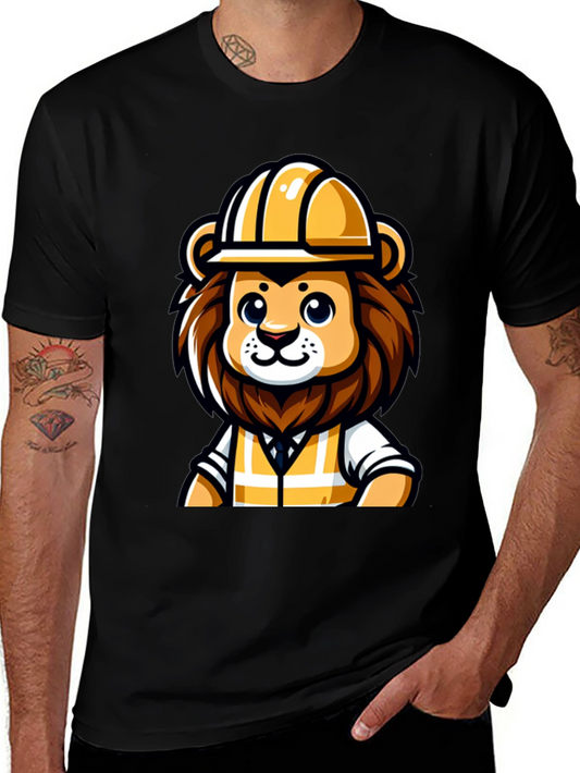 Cartoon Lion Construction Worker T-Shirt