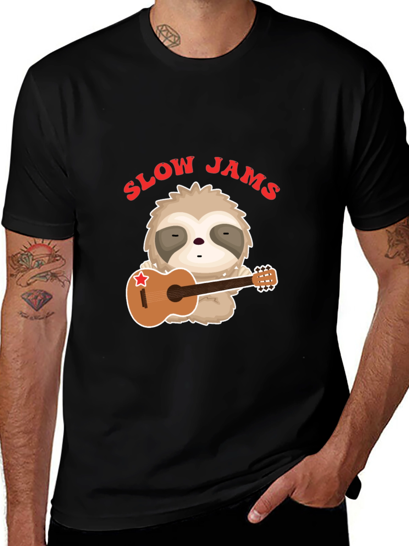 Slow Jams Sloth Guitarist Graphic Tee