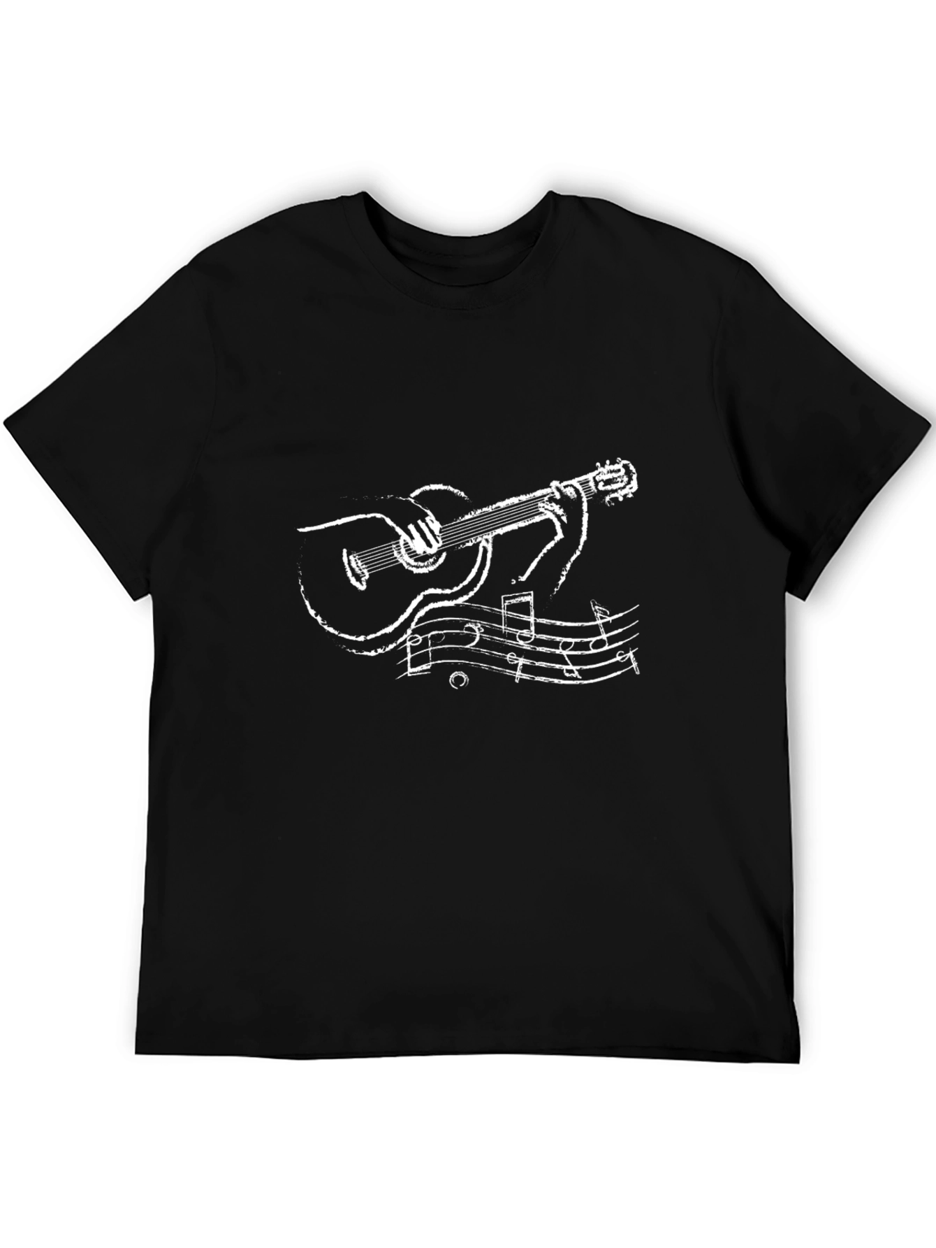Guitar Music Notes Black T-Shirt