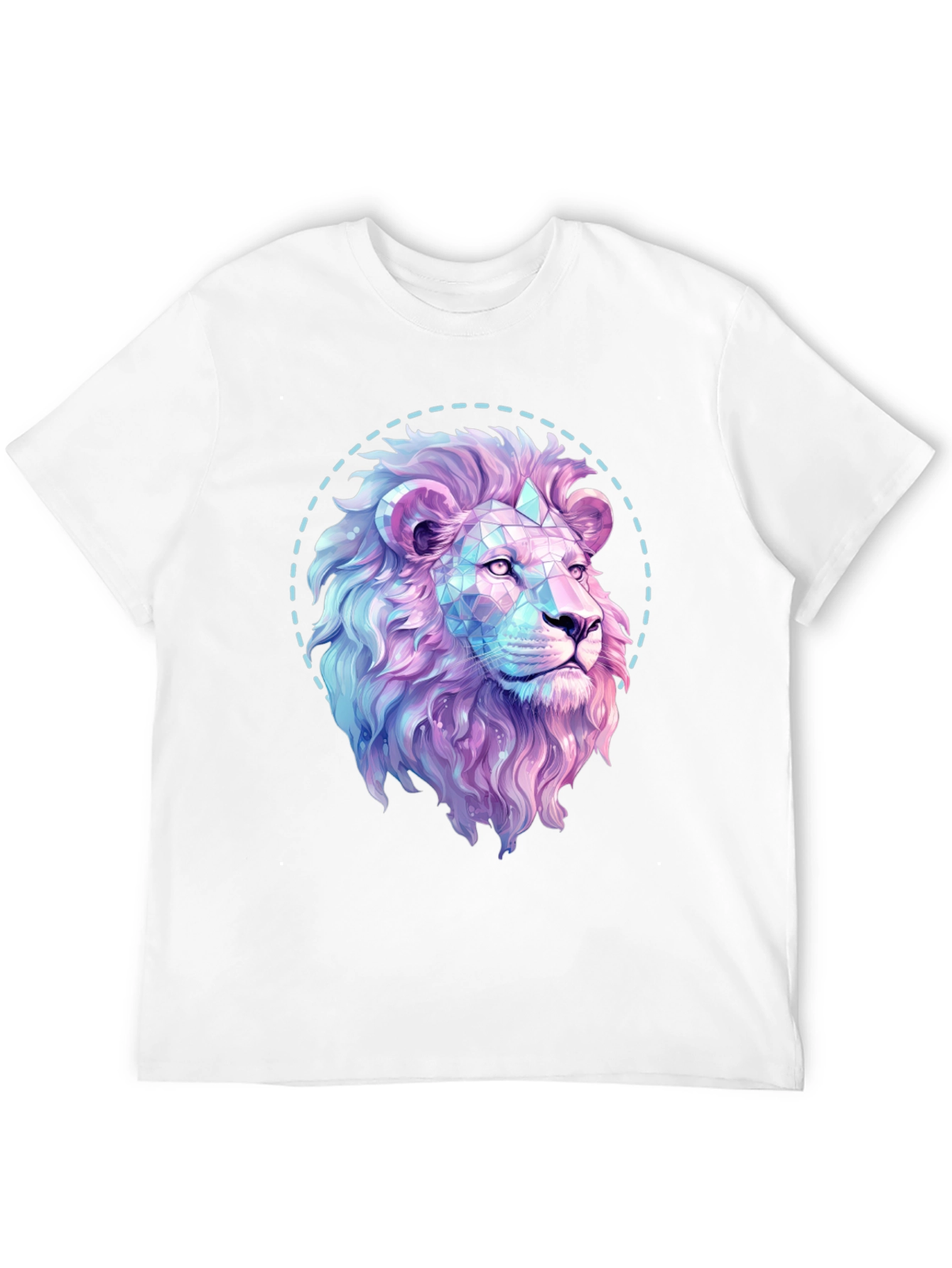 Geometric Lion Graphic Print Black T-Shirt