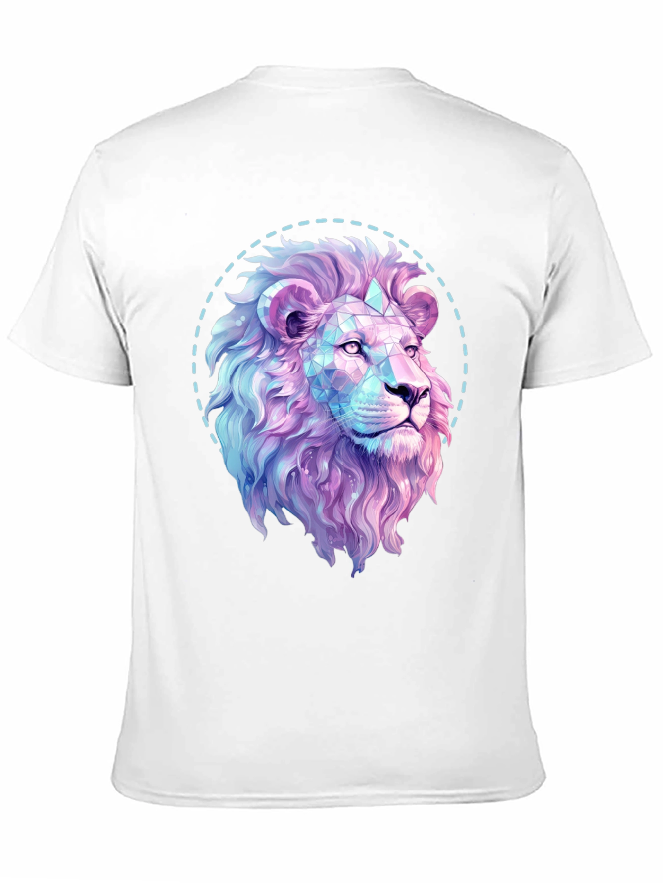Geometric Lion Graphic Print Black T-Shirt