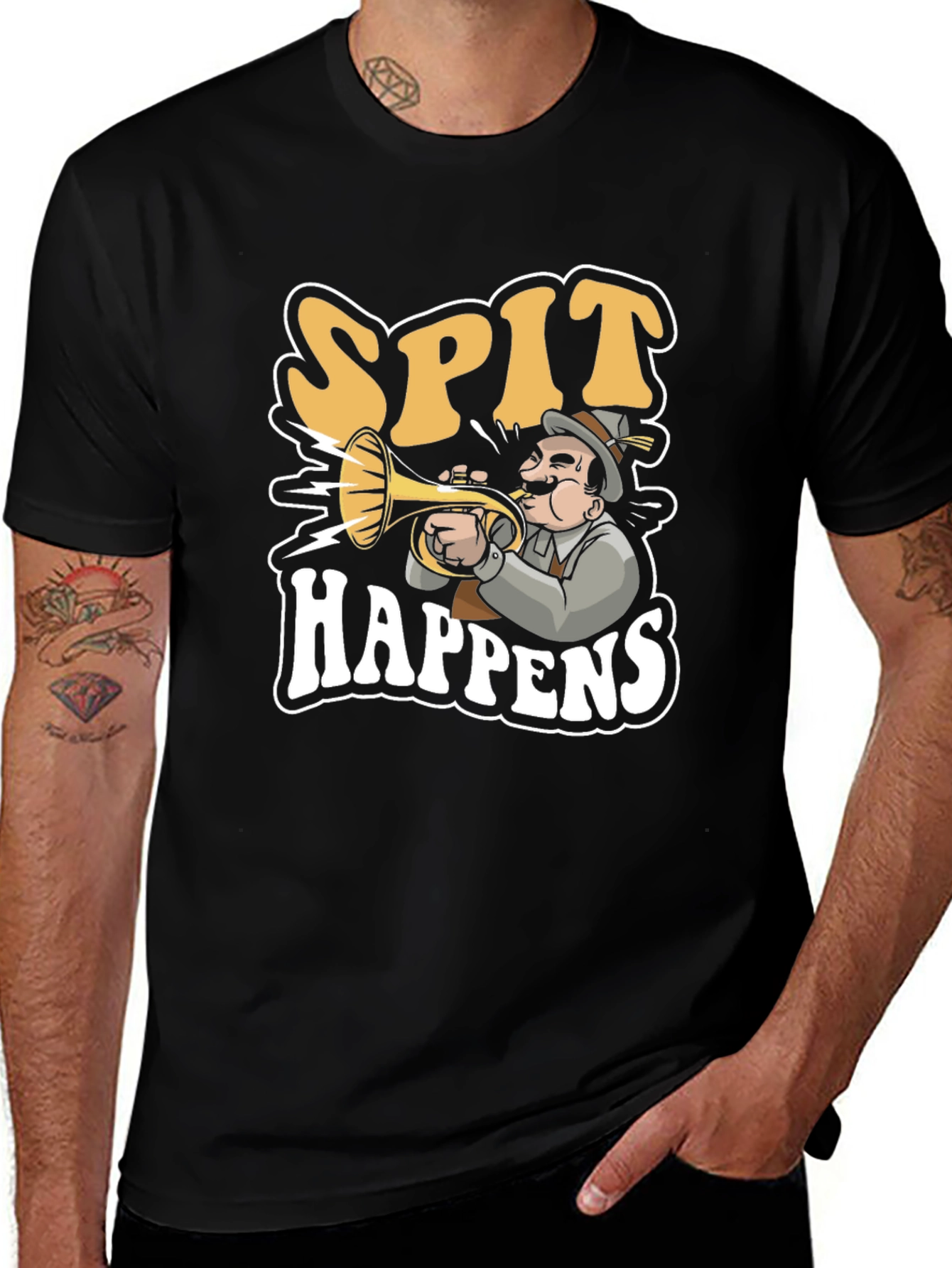 Spit Happens Graphic Tee - Black Cotton T-Shirt