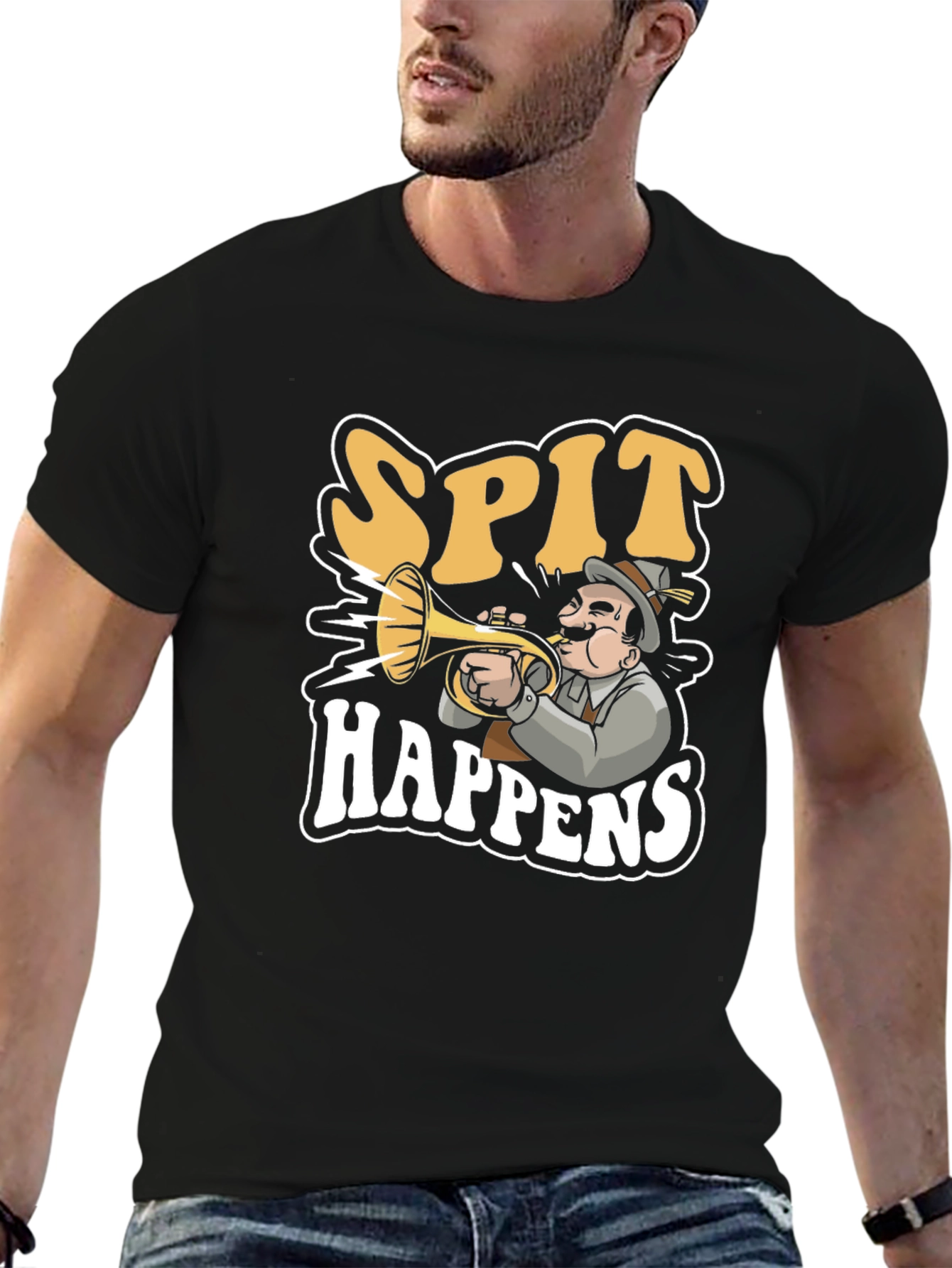 Spit Happens Graphic Tee - Black Cotton T-Shirt