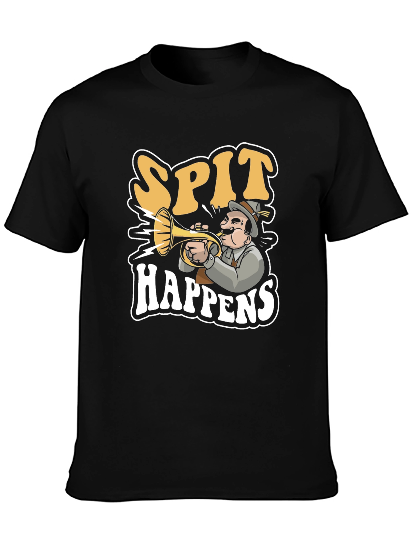 Spit Happens Graphic Tee - Black Cotton T-Shirt