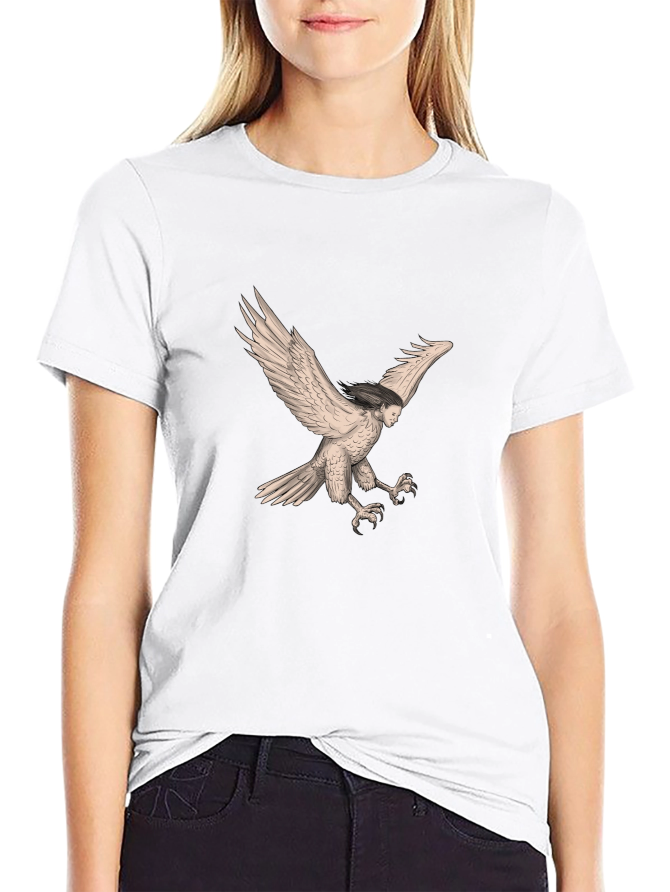 Harpy Graphic Tee - Mythical Creature Black T-Shirt