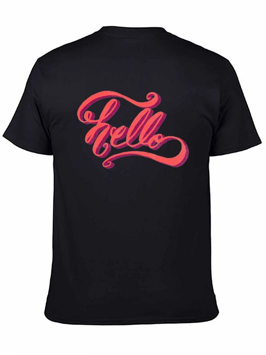Hello Graphic Tee - Stylish Mens Black T-Shirt
