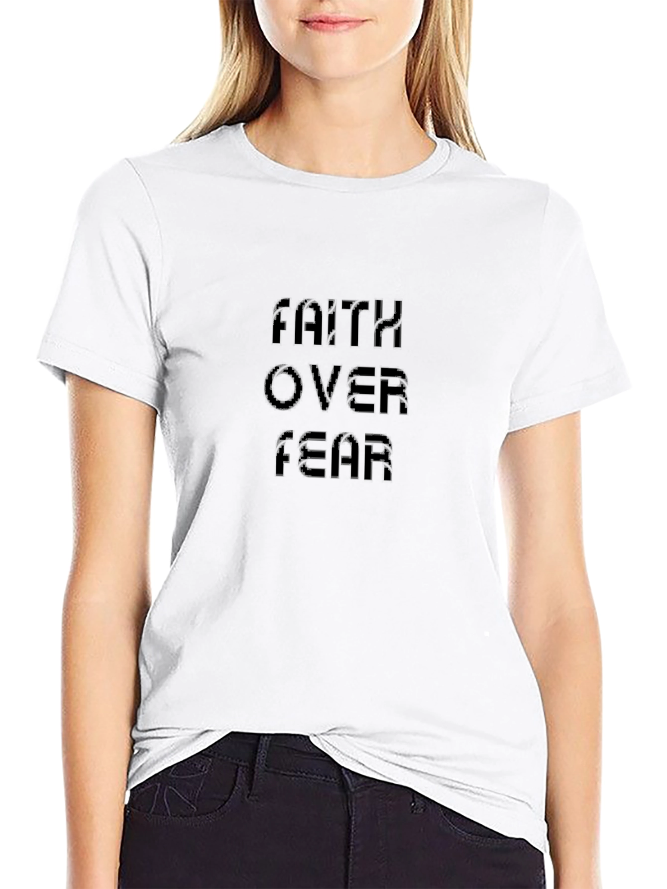 Faith Over Fear Black Tee - Inspirational Design