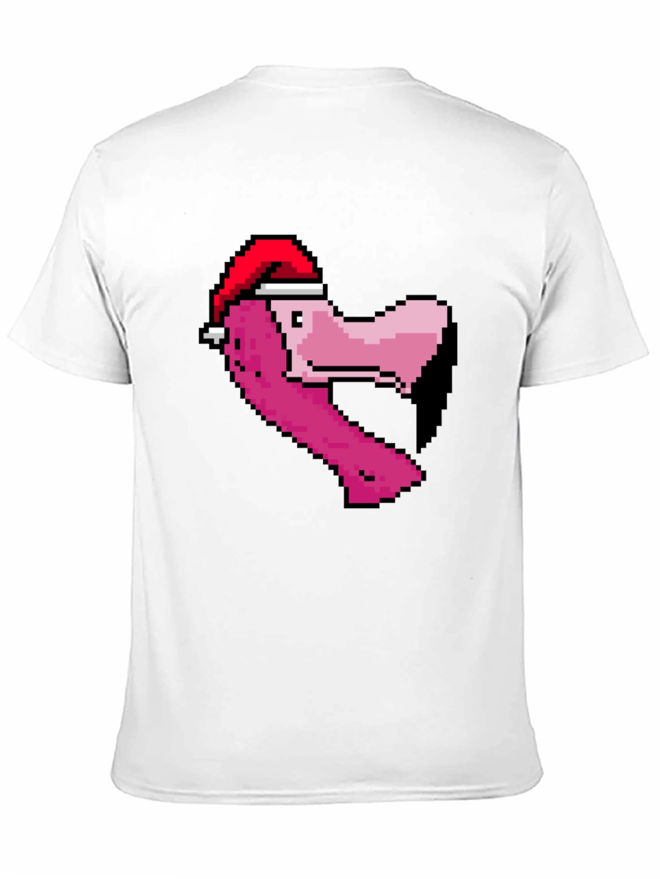 Pixel Flamingo Santa Hat T-Shirt
