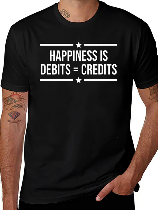 Happiness Is Debits = Credits Black T-Shirt