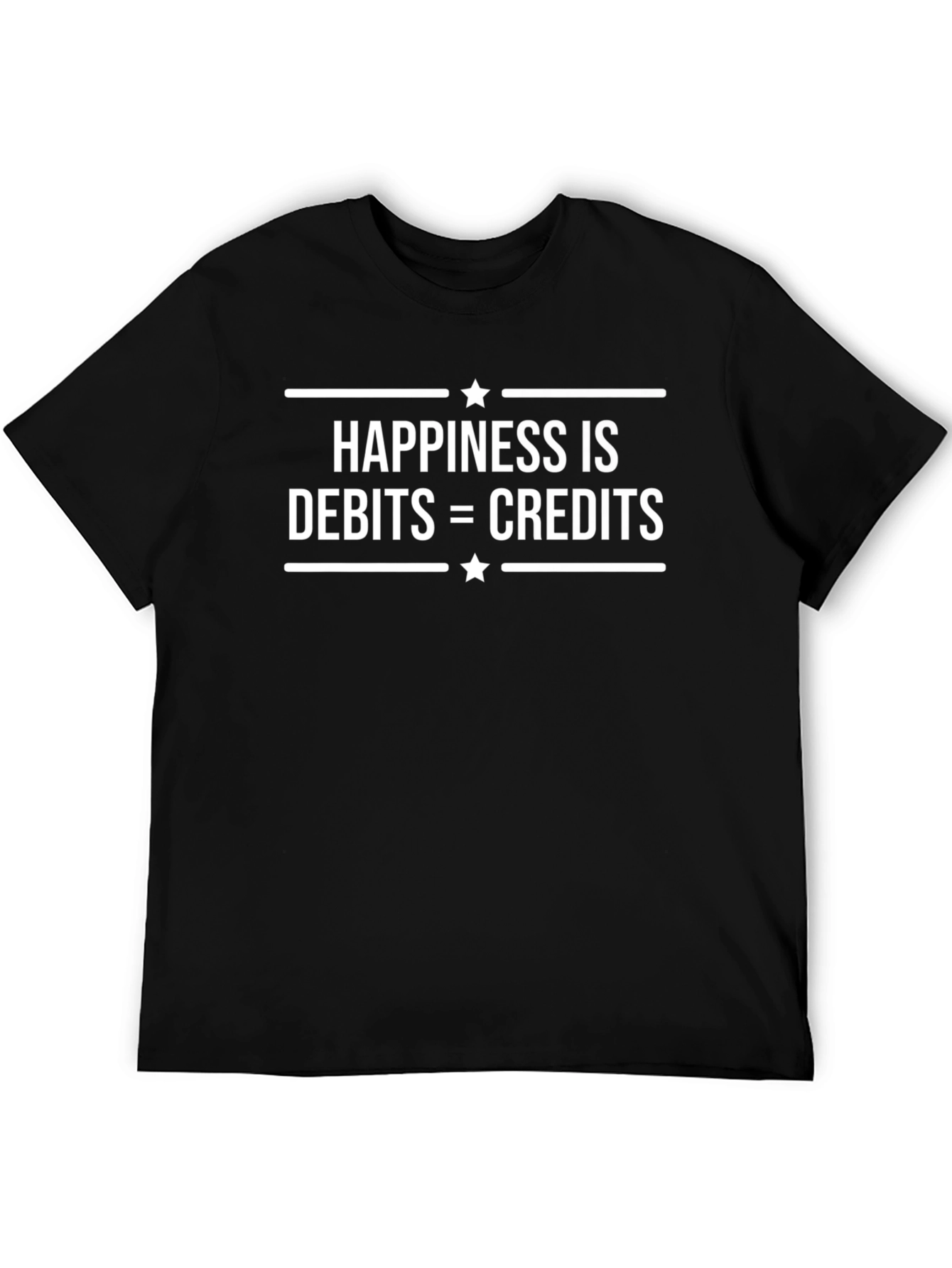 Happiness Is Debits = Credits Black T-Shirt
