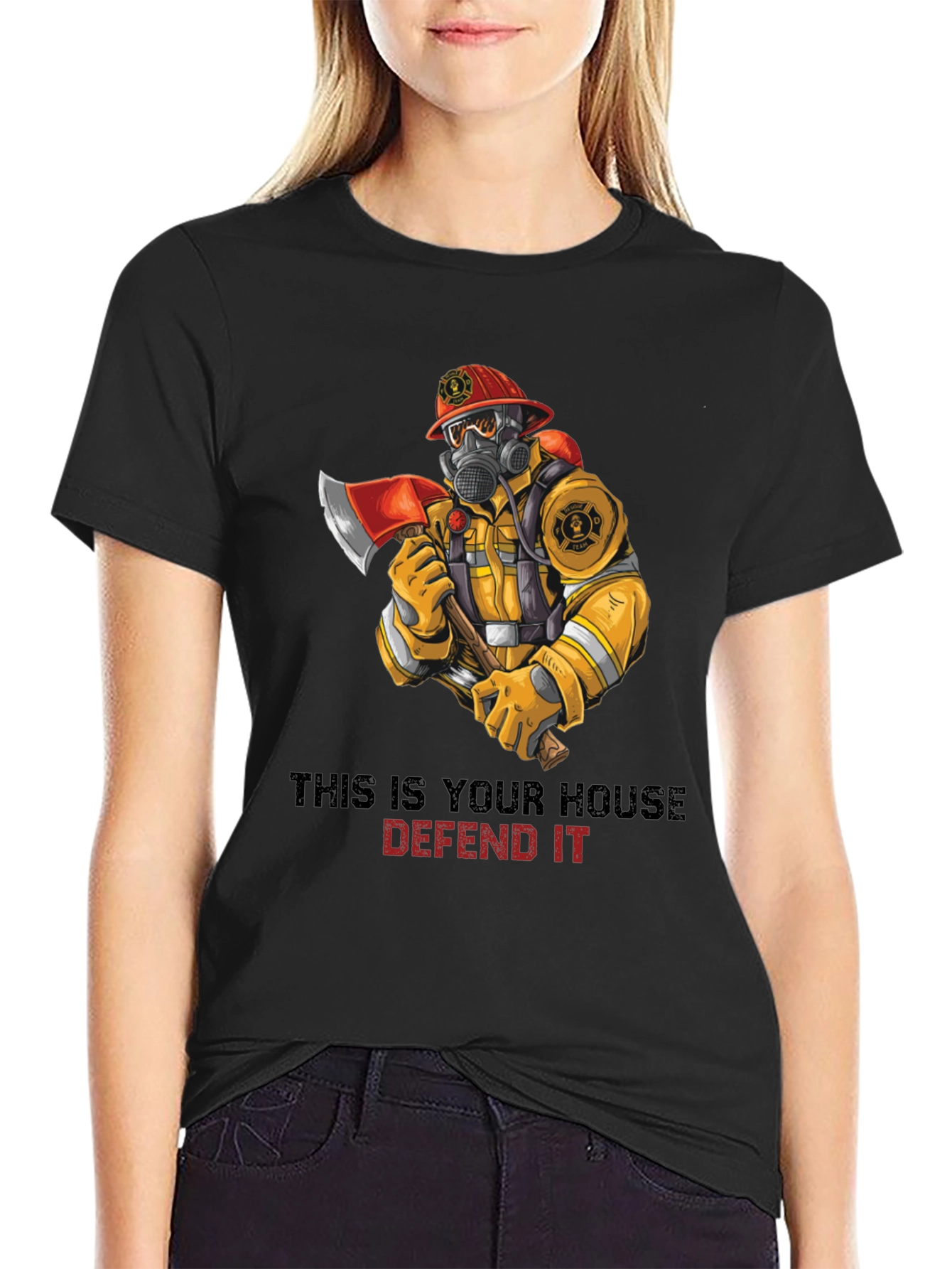 Firefighter Protect Our House Graphic T-Shirt