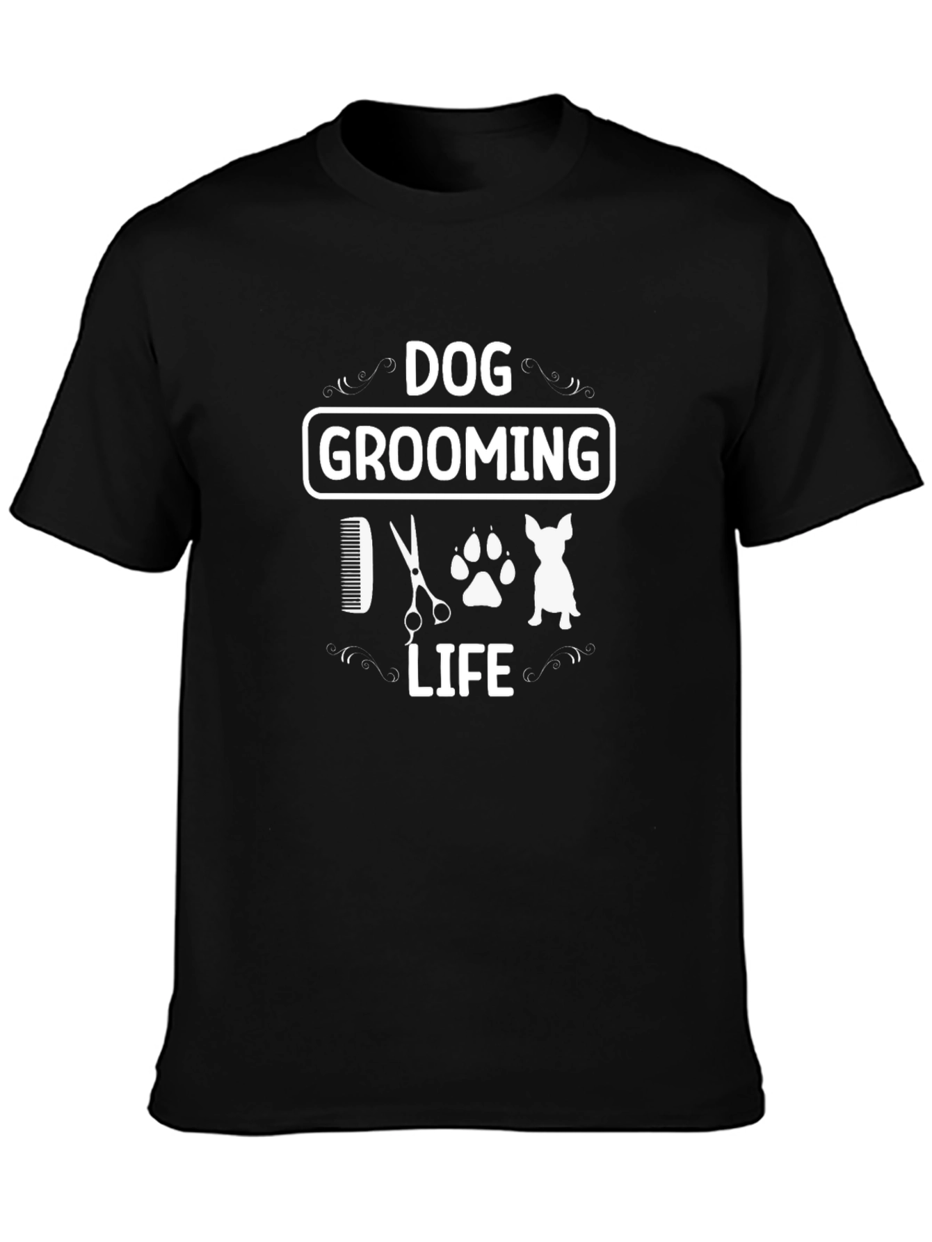 Dog Grooming Life T-Shirt Black Cotton Tee