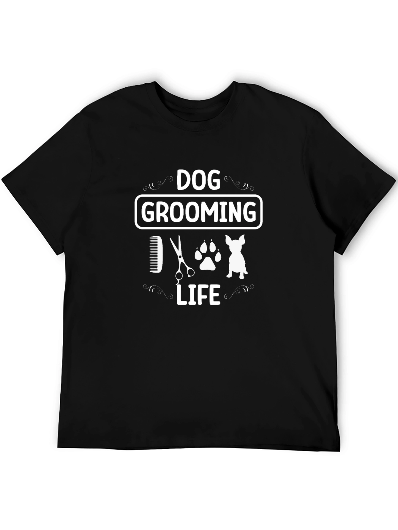 Dog Grooming Life T-Shirt Black Cotton Tee