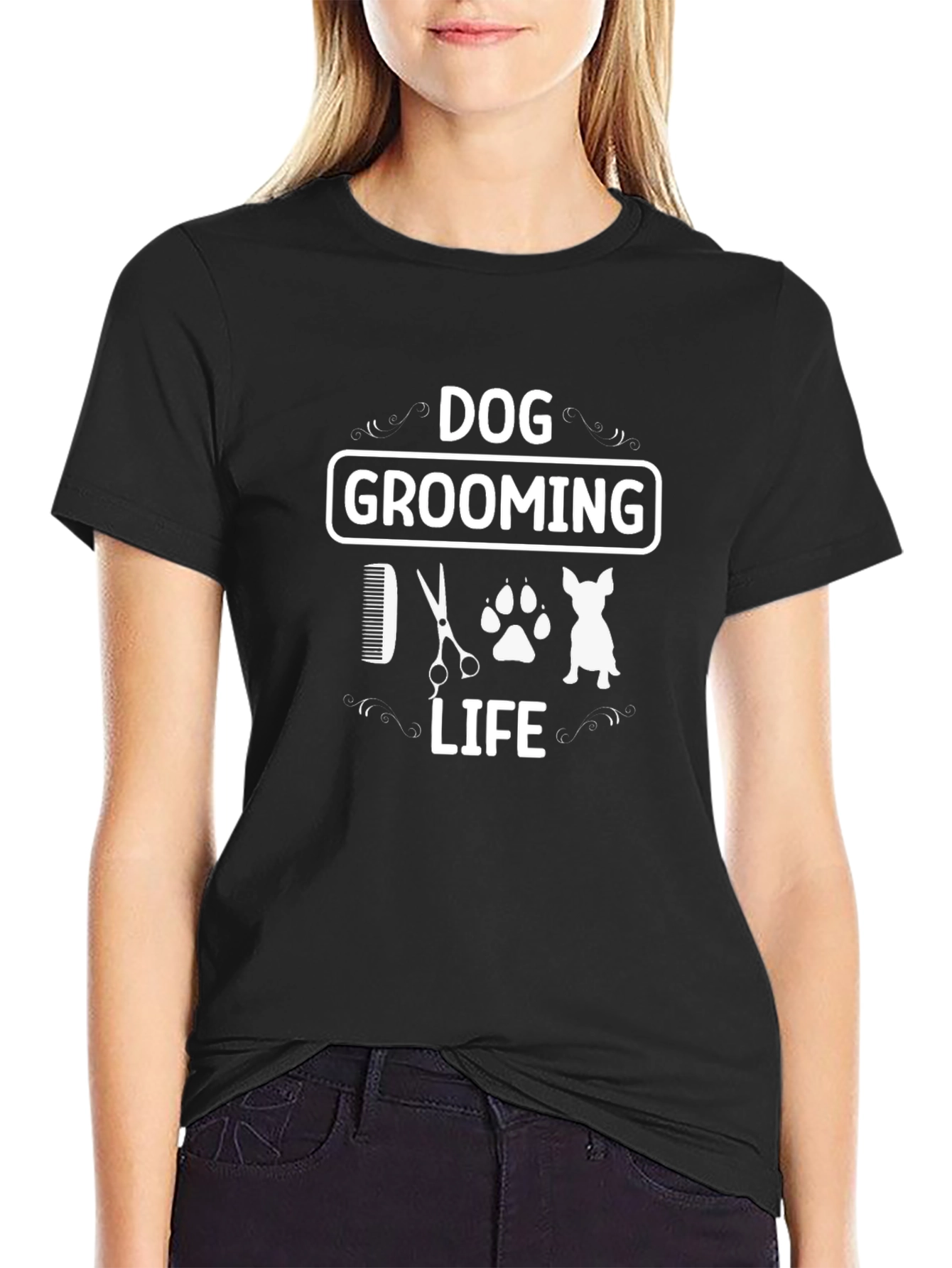 Dog Grooming Life T-Shirt Black Cotton Tee