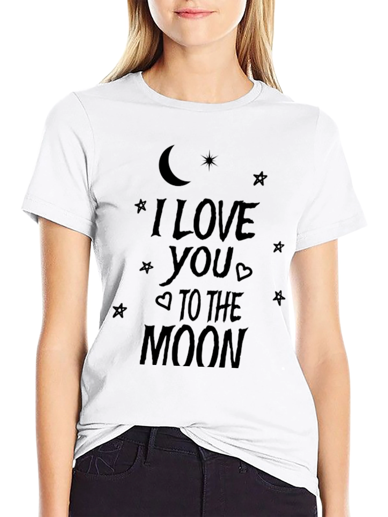 I Love You To The Moon Graphic Black T-Shirt
