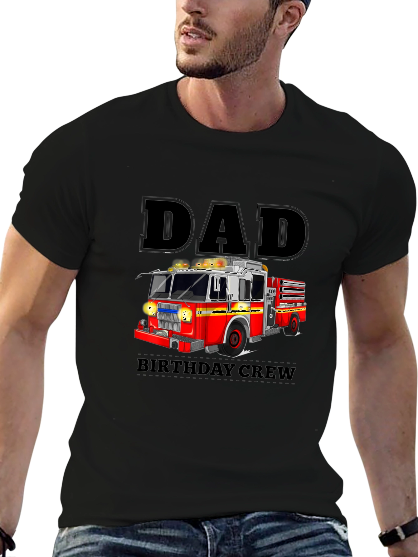 Dad Birthday Crew Fire Truck T-Shirt